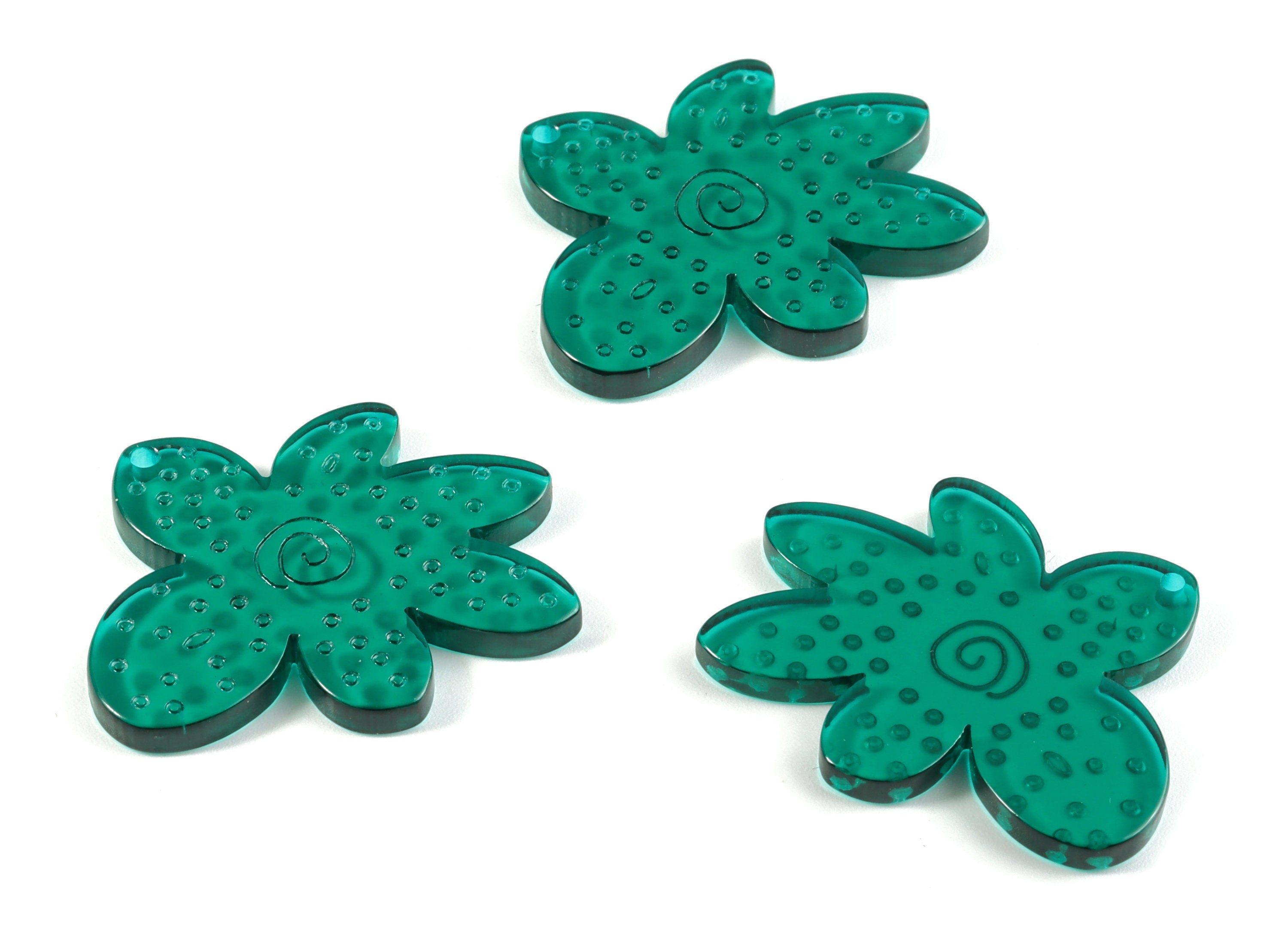 Acrylic Flower Earring Charms - Acrylic Green Flower Earrings - Jewelry Supplies - Color Code:A463- 38.04x34.5x2.91mm - AC2147-A463 - DOMEDBAZAAR
