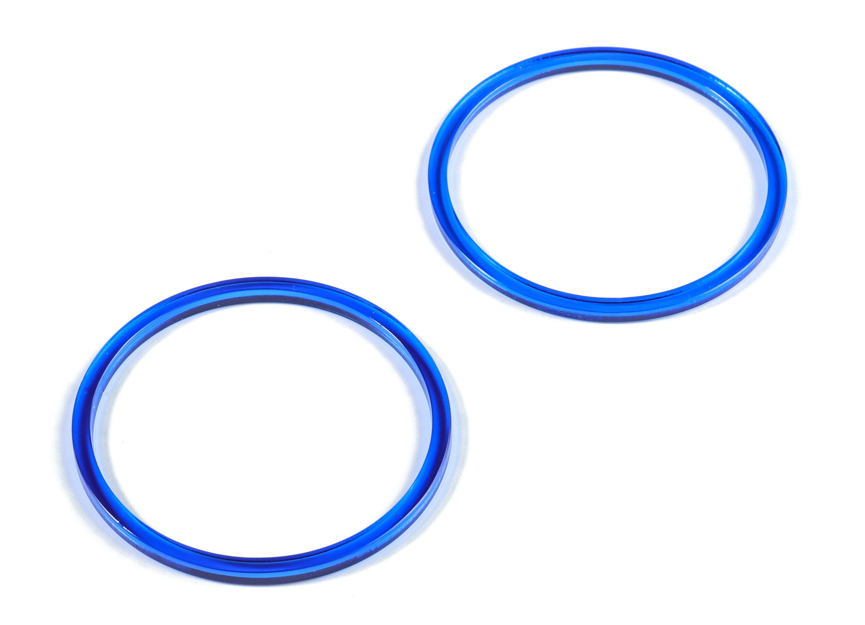 Acetate Hoop Earring Charms - Acrylic Blue Circle Pendant - Earring Findings - Jewelry Supplies - Color Code: A70 - 57x57x2.7mm- AC1165-A70 - DOMEDBAZAAR