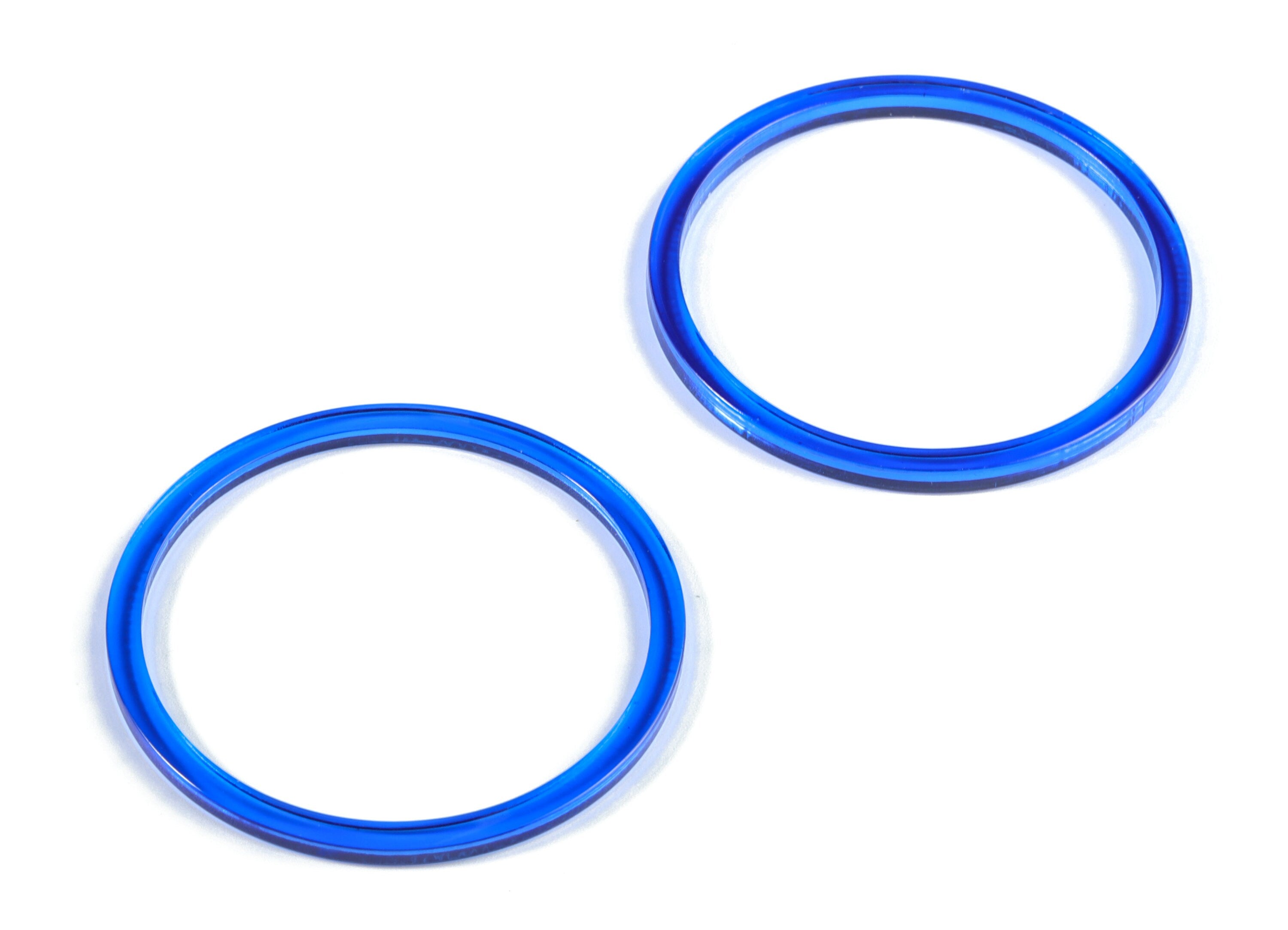 Hoop Earring Charms - Acetate Blue Circle Pendant - Earring Findings - Jewelry Supplies - Color Code: A70- 50x50x2.68mm - AC1166-A70 - DOMEDBAZAAR