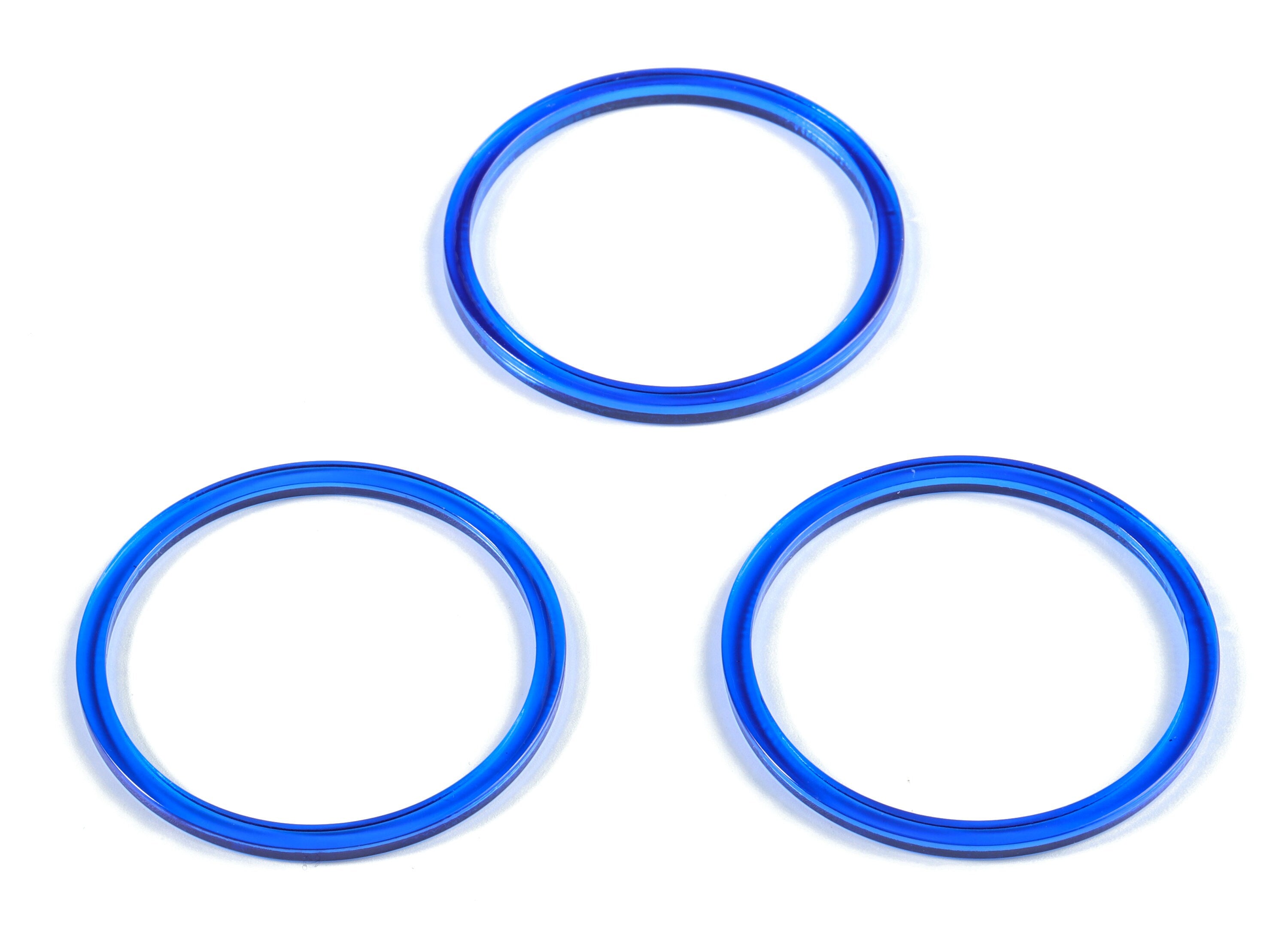 Hoop Earring Charms - Acetate Blue Circle Pendant - Earring Findings - Jewelry Supplies - Color Code: A70- 50x50x2.68mm - AC1166-A70 - DOMEDBAZAAR