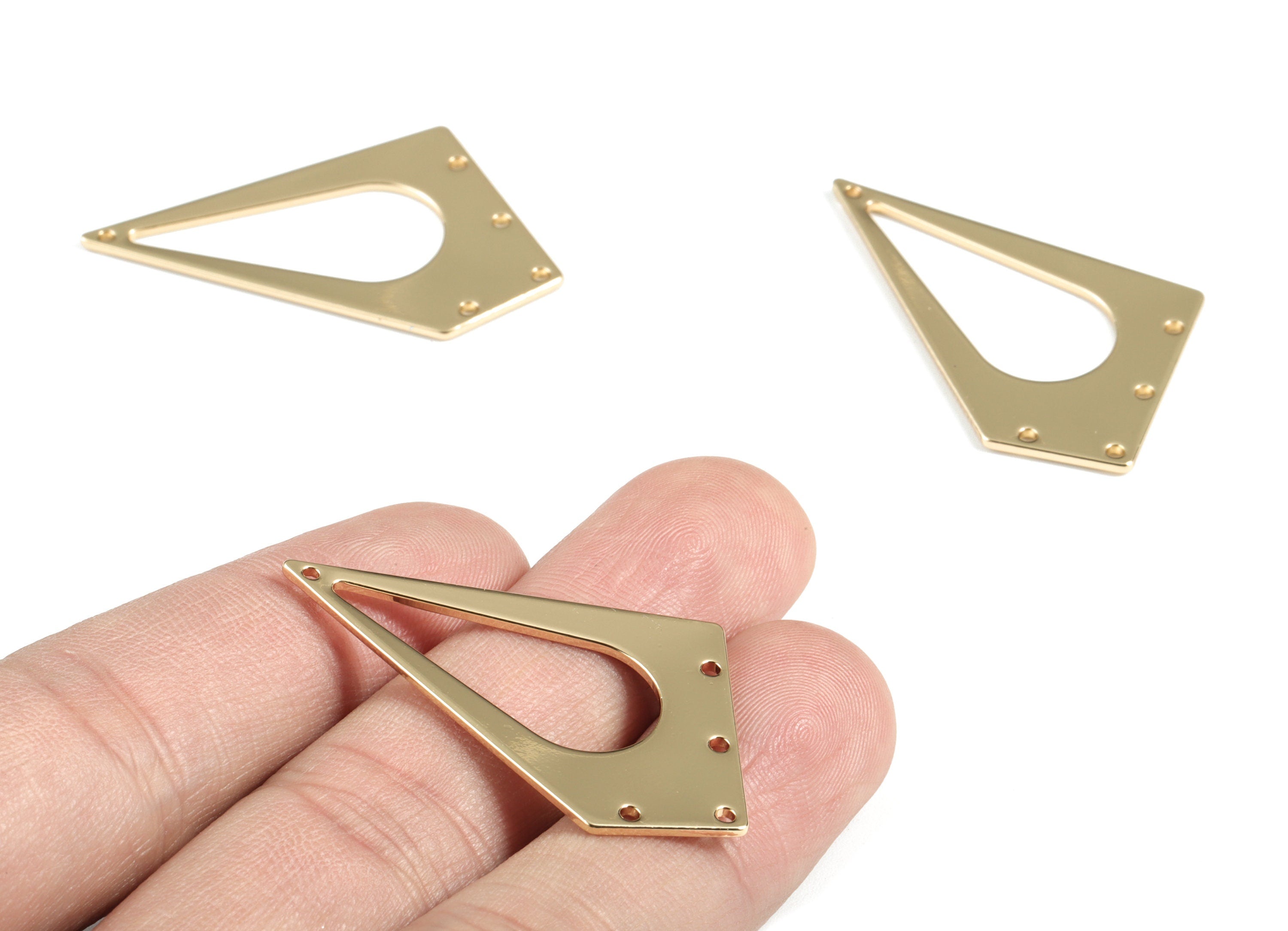 Gold Diamond Connector - KC Gold Brass Drop Earring Charms - Drop Pendant - Jewelry Supplies - 41.39x23.84x1.18mm - PP2080KCG - DOMEDBAZAAR