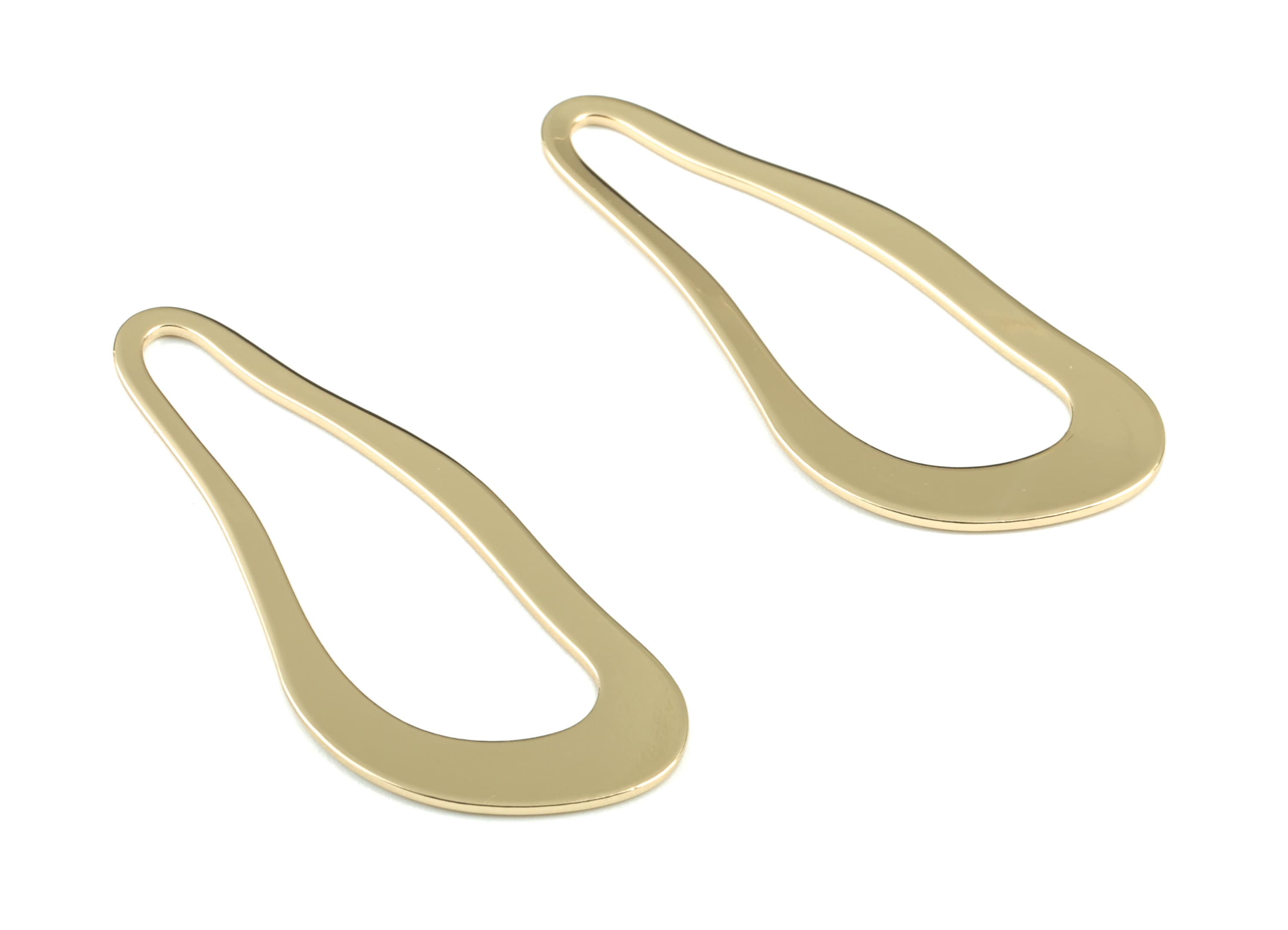 Gold Drop Earring Charms - KC Gold Tone Plated Brass Tear Drop Pendant - Earring Findings - Jewelry Supplies - 51.16x21.54x1mm - PP1963KCG - DOMEDBAZAAR