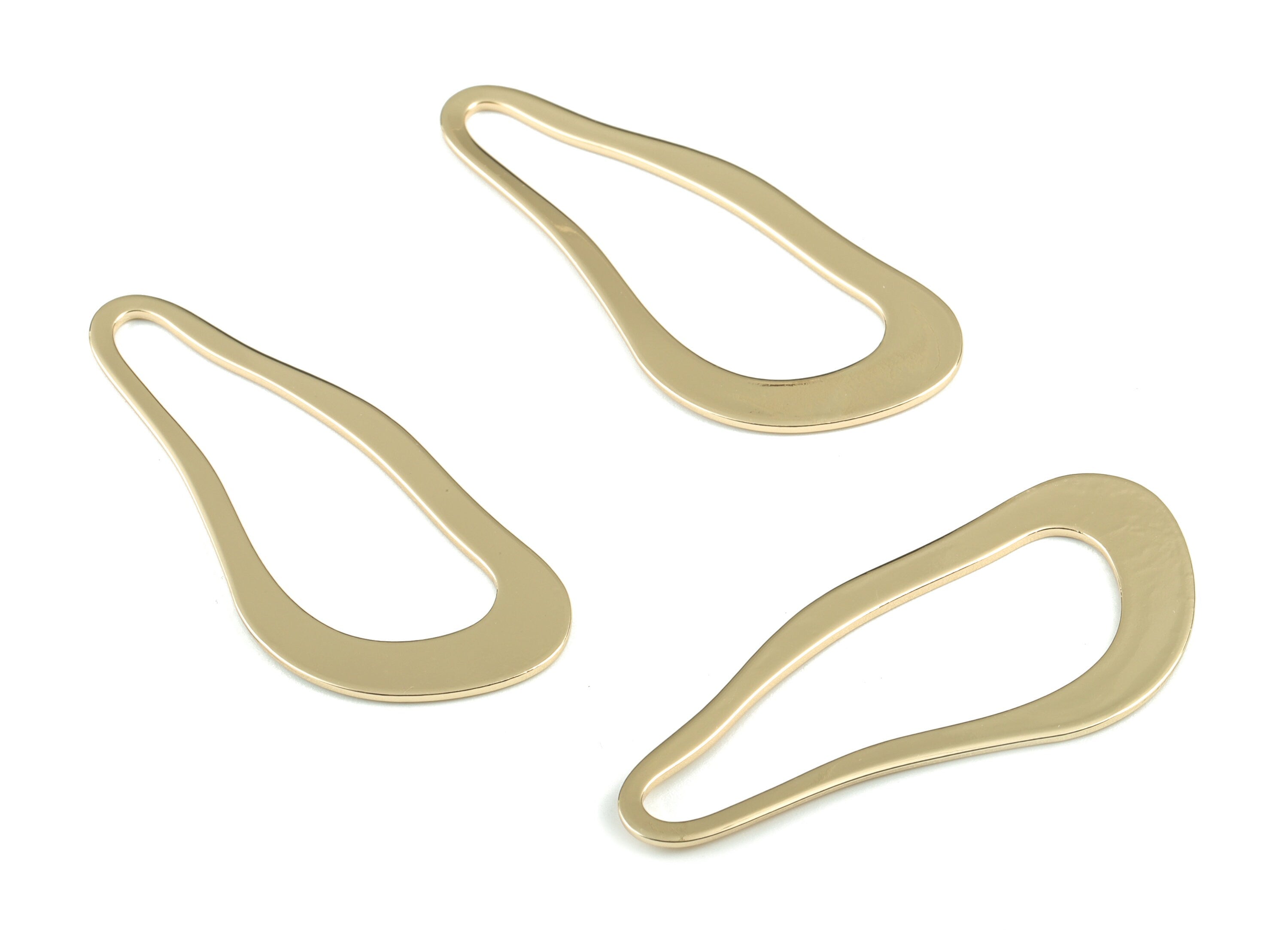 Gold Drop Earring Charms - KC Gold Tone Plated Brass Tear Drop Pendant - Earring Findings - Jewelry Supplies - 51.16x21.54x1mm - PP1963KCG - DOMEDBAZAAR