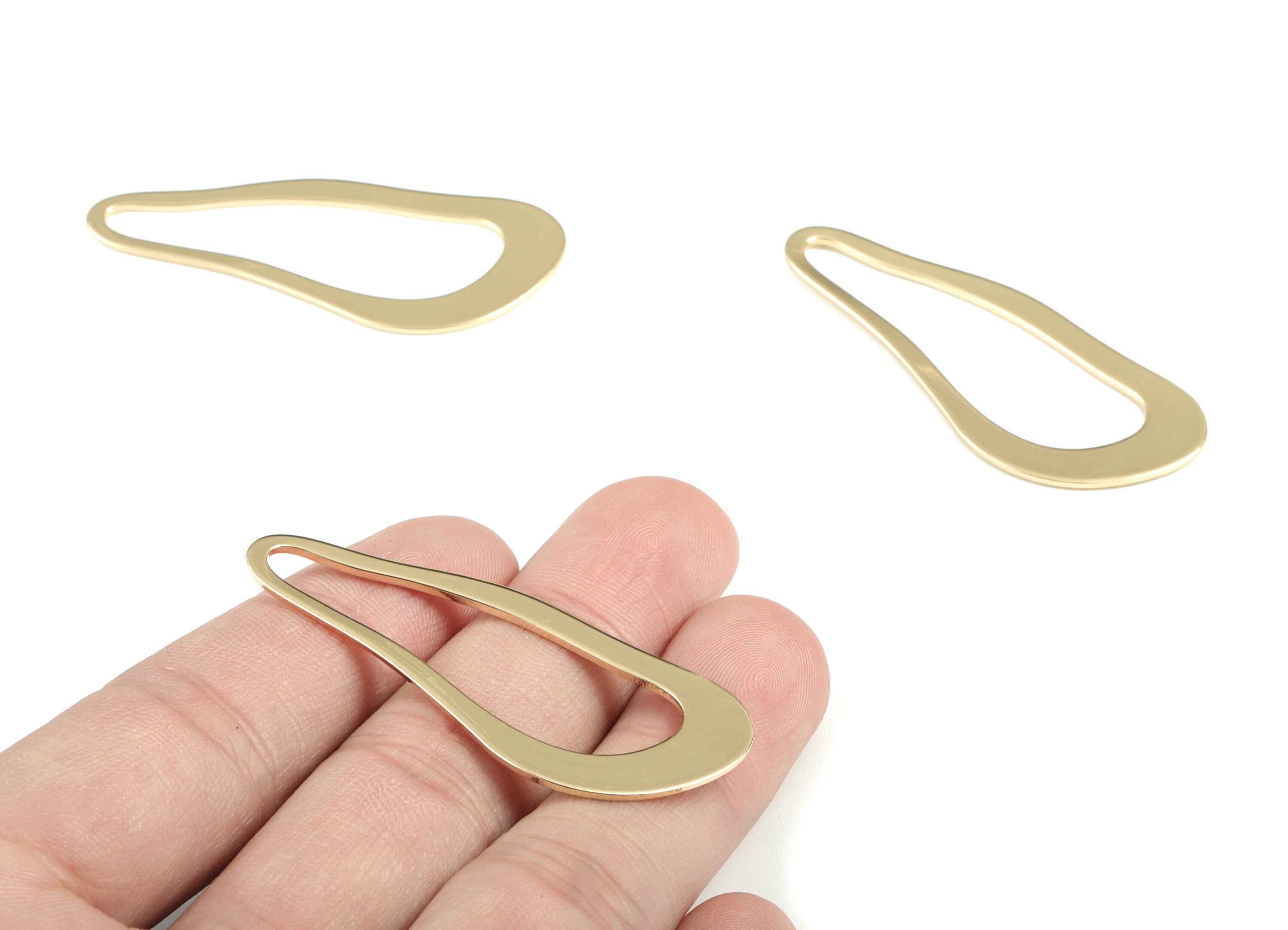 Gold Drop Earring Charms - KC Gold Tone Plated Brass Tear Drop Pendant - Earring Findings - Jewelry Supplies - 51.16x21.54x1mm - PP1963KCG - DOMEDBAZAAR