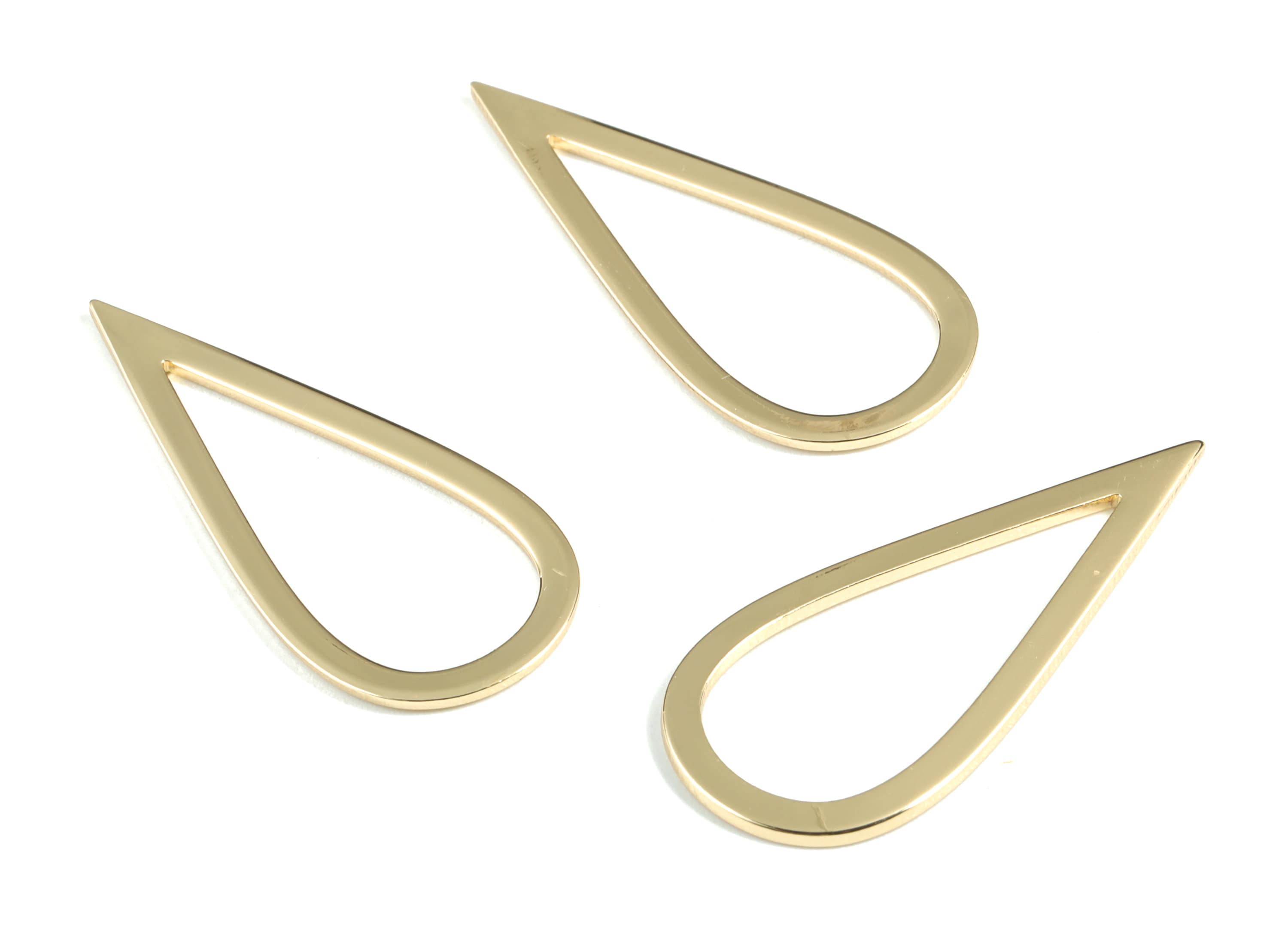 Gold Drop Earring Charms - KC Gold Tone Plated Brass Drop Pendant - Earring Findings - Jewelry Supplies - 35.57x15.6x1.1mm - PP1932KCG - DOMEDBAZAAR