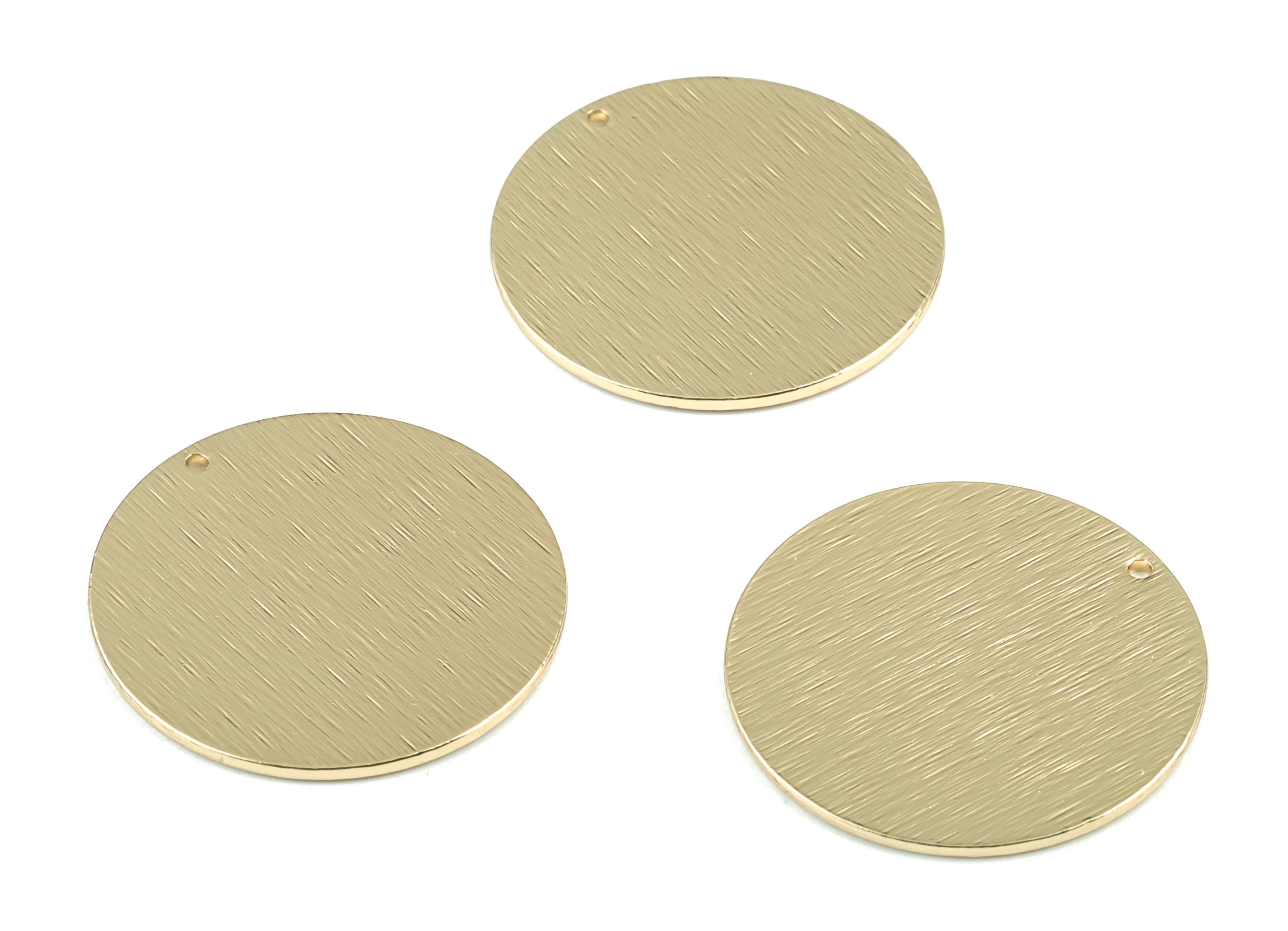 Gold Round Charms - KC Gold Tone Plated Brass Textured Drop Earring Charms - Earring Findings - Jewelry Supplies - 30x30x1mm - PP2064KCG - DOMEDBAZAAR