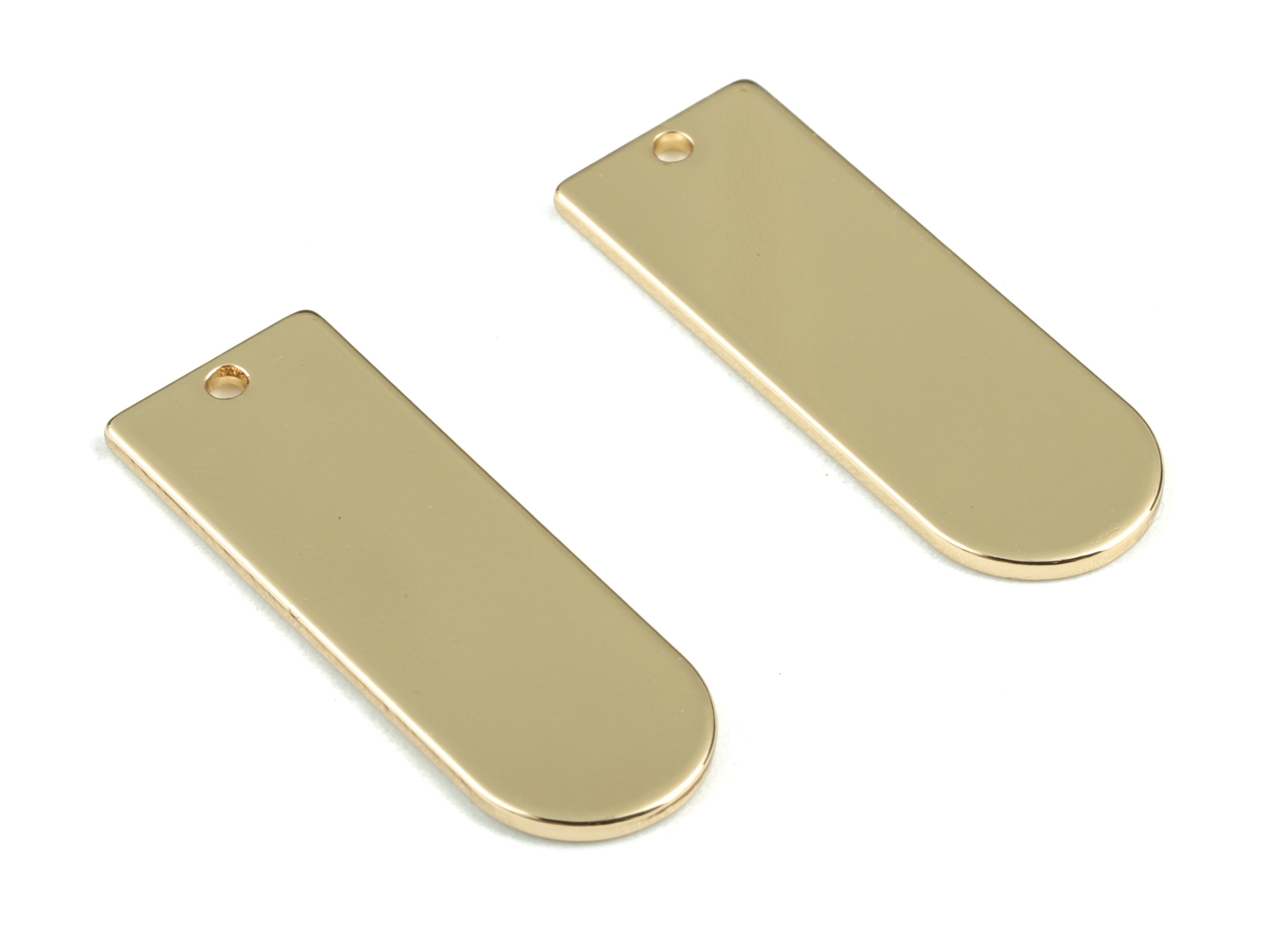 Personalized stamping blank - Gold Long D Earring Charms - KC Gold Brass Long Oval Charms - Earring Findings - 26.32x9.5x0.99mm - PP1406KCG - DOMEDBAZAAR