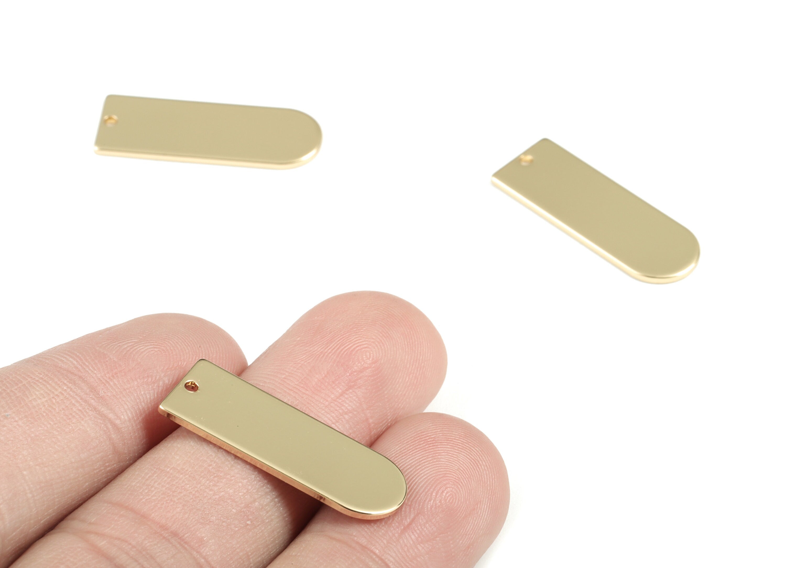 Personalized stamping blank - Gold Long D Earring Charms - KC Gold Brass Long Oval Charms - Earring Findings - 26.32x9.5x0.99mm - PP1406KCG - DOMEDBAZAAR