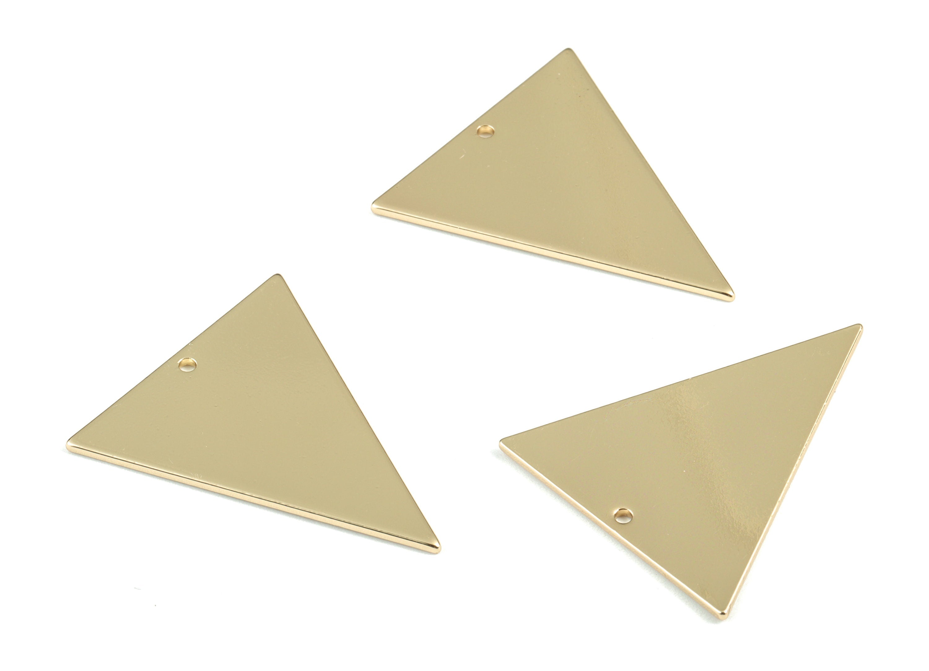 Personalized stamping blank - Gold Triangles Pendant - KC Gold Tone Plated Brass Triangle Earring Charms  - 32x27x1mm - PP2121KCG - DOMEDBAZAAR