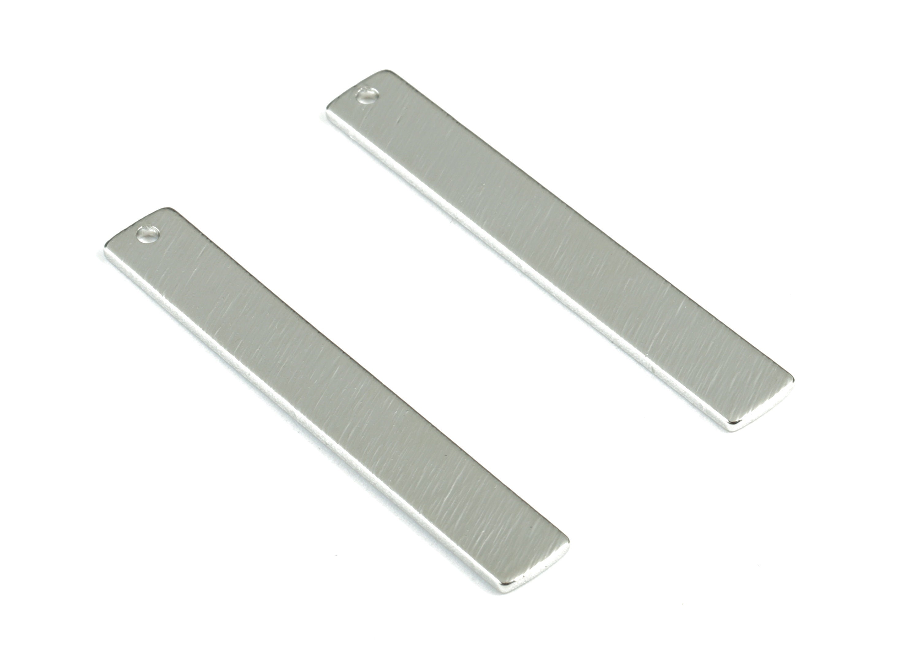 Silver Bar Rectangle Pendant - Silver Tone Plated Brass Long Rectangle Earring Charms - Jewelry Supplies - 40.9x6.13x1.05mm - PP2108S - DOMEDBAZAAR