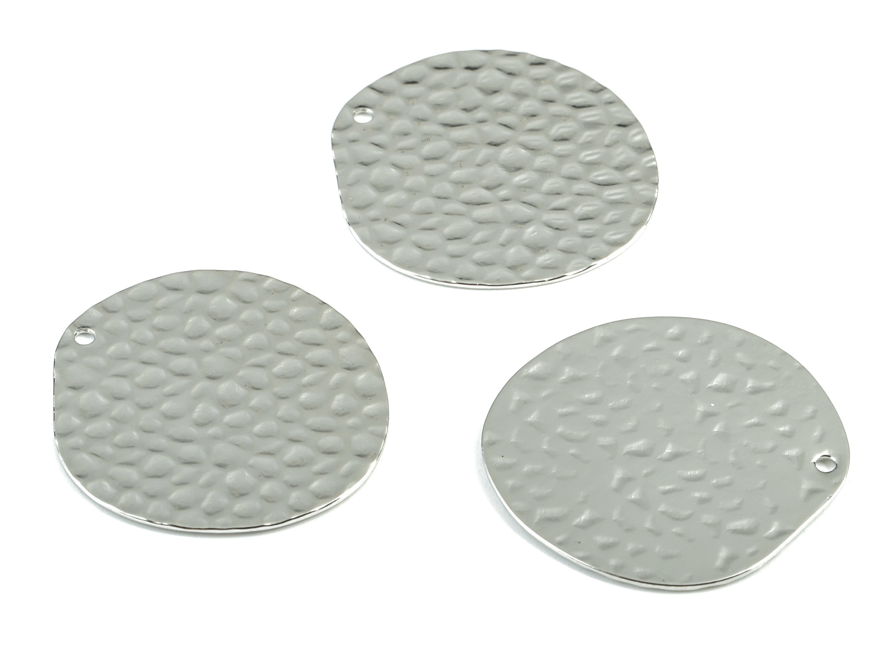 Silver Hammered Round Charm - Silver Tone Plated Brass Hammered Circle Earring Charms - Jewelry Supplies - 29.1x27.95x0.64mm - PP2084S - DOMEDBAZAAR