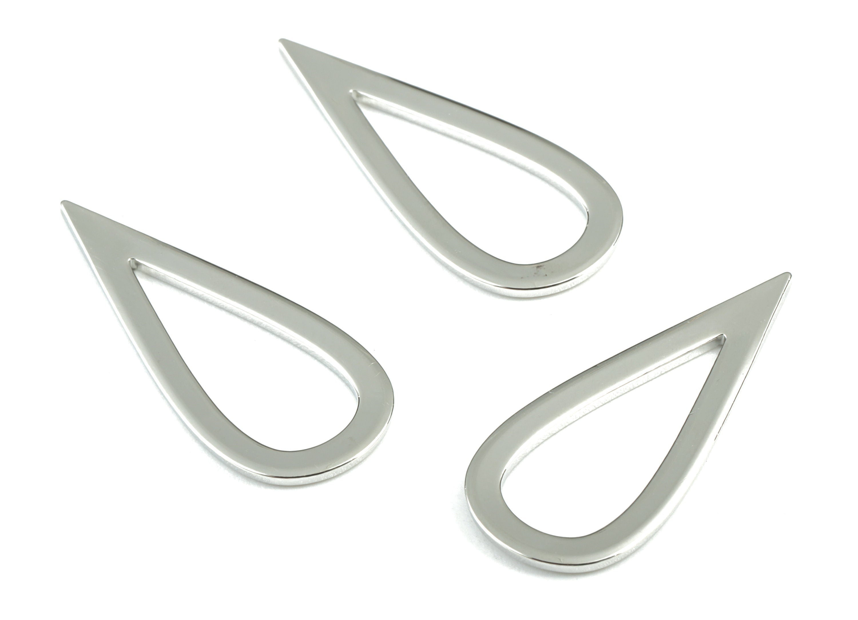 Silver Drop Earring Charms - Silver Tone Plated Brass Drop Pendant - Earring Findings - Jewelry Supplies - 27.34x11.61x1.05mm - PP1933S - DOMEDBAZAAR