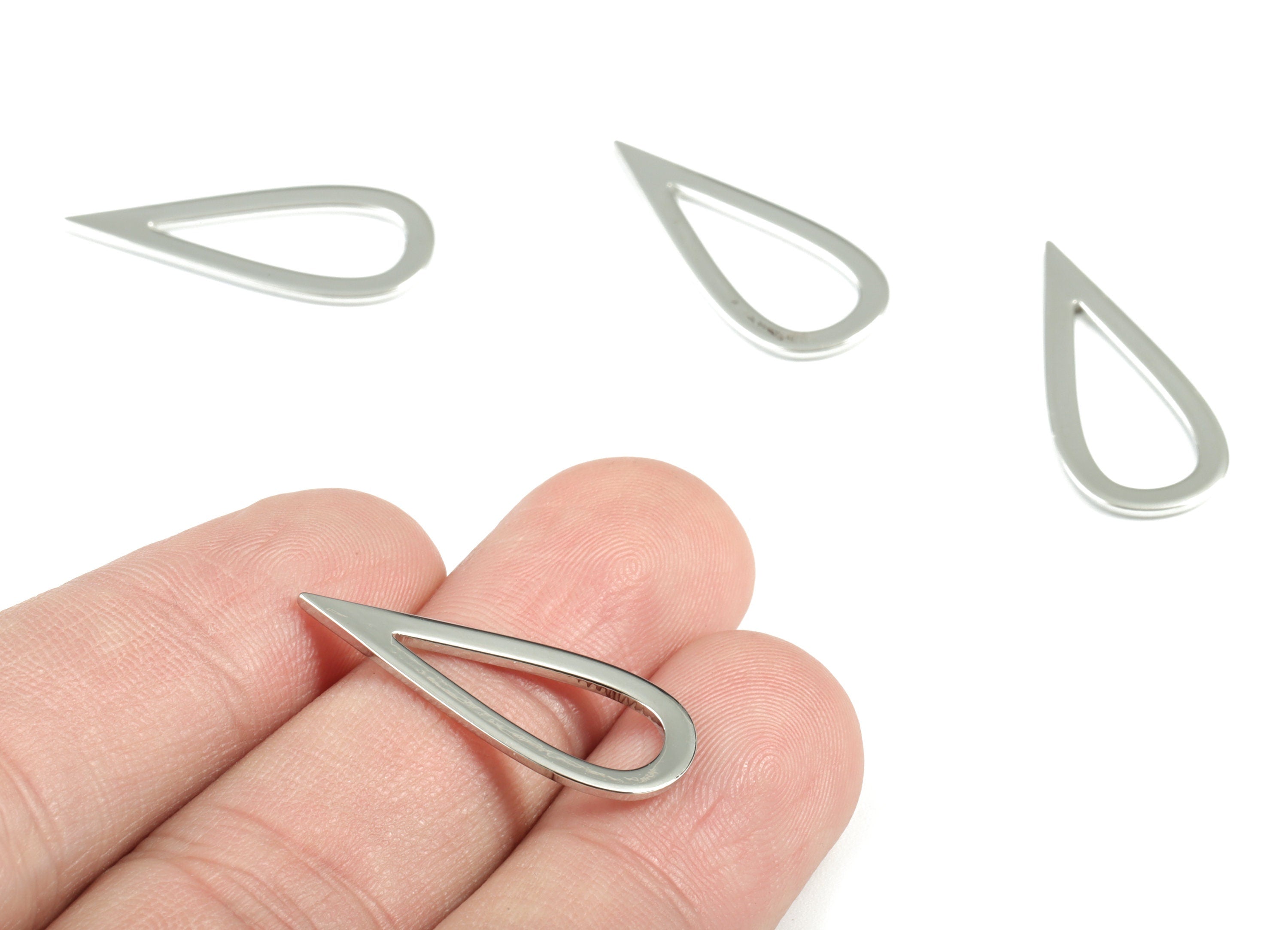 Silver Drop Earring Charms - Silver Tone Plated Brass Drop Pendant - Earring Findings - Jewelry Supplies - 27.34x11.61x1.05mm - PP1933S - DOMEDBAZAAR