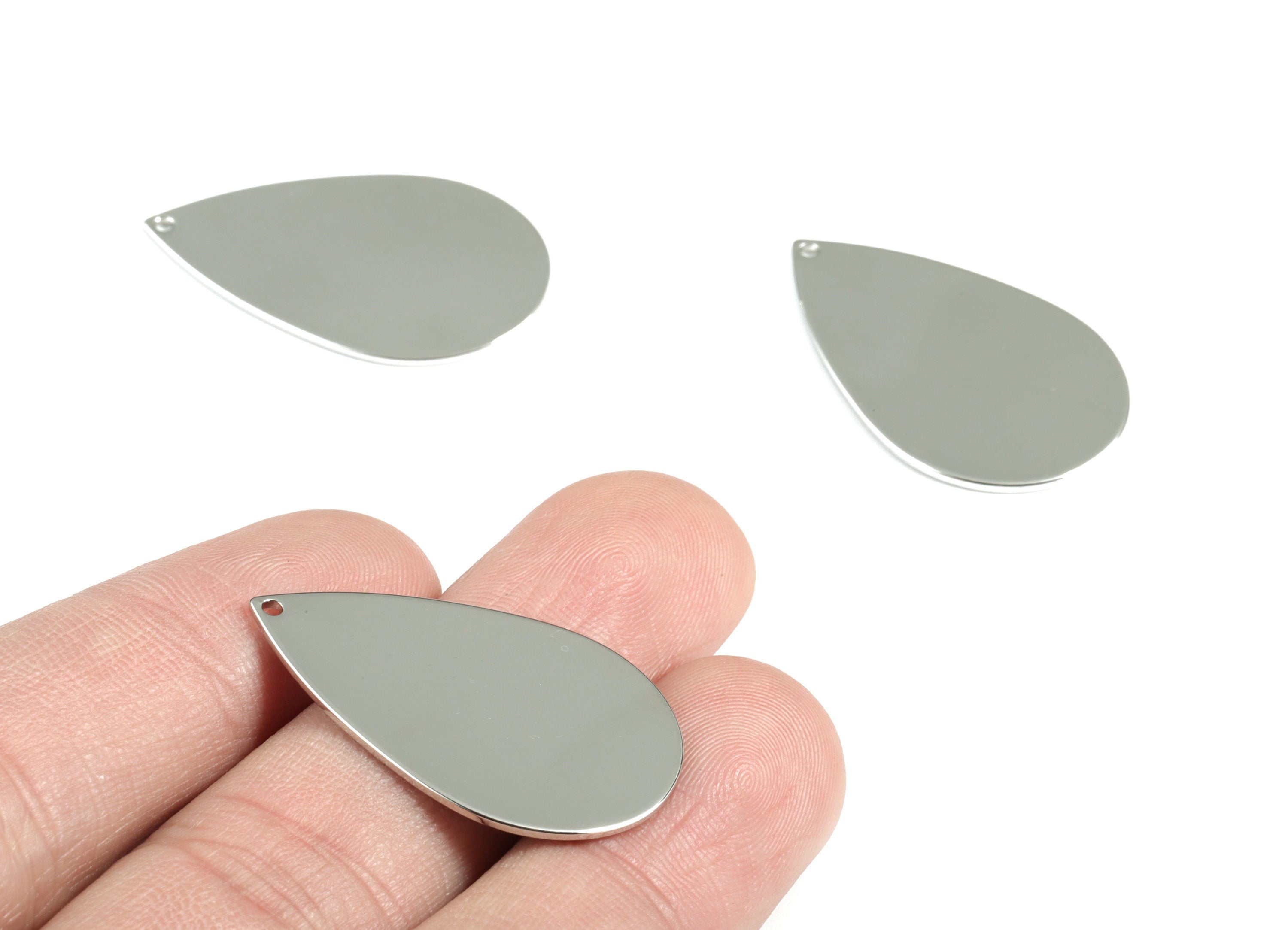 Personalized stamping blank - Silver Drop Earring Charms - Silver Tone Plated Brass Drop Pendant   - 31.43x19.52x0.82mm - PP2088S - DOMEDBAZAAR