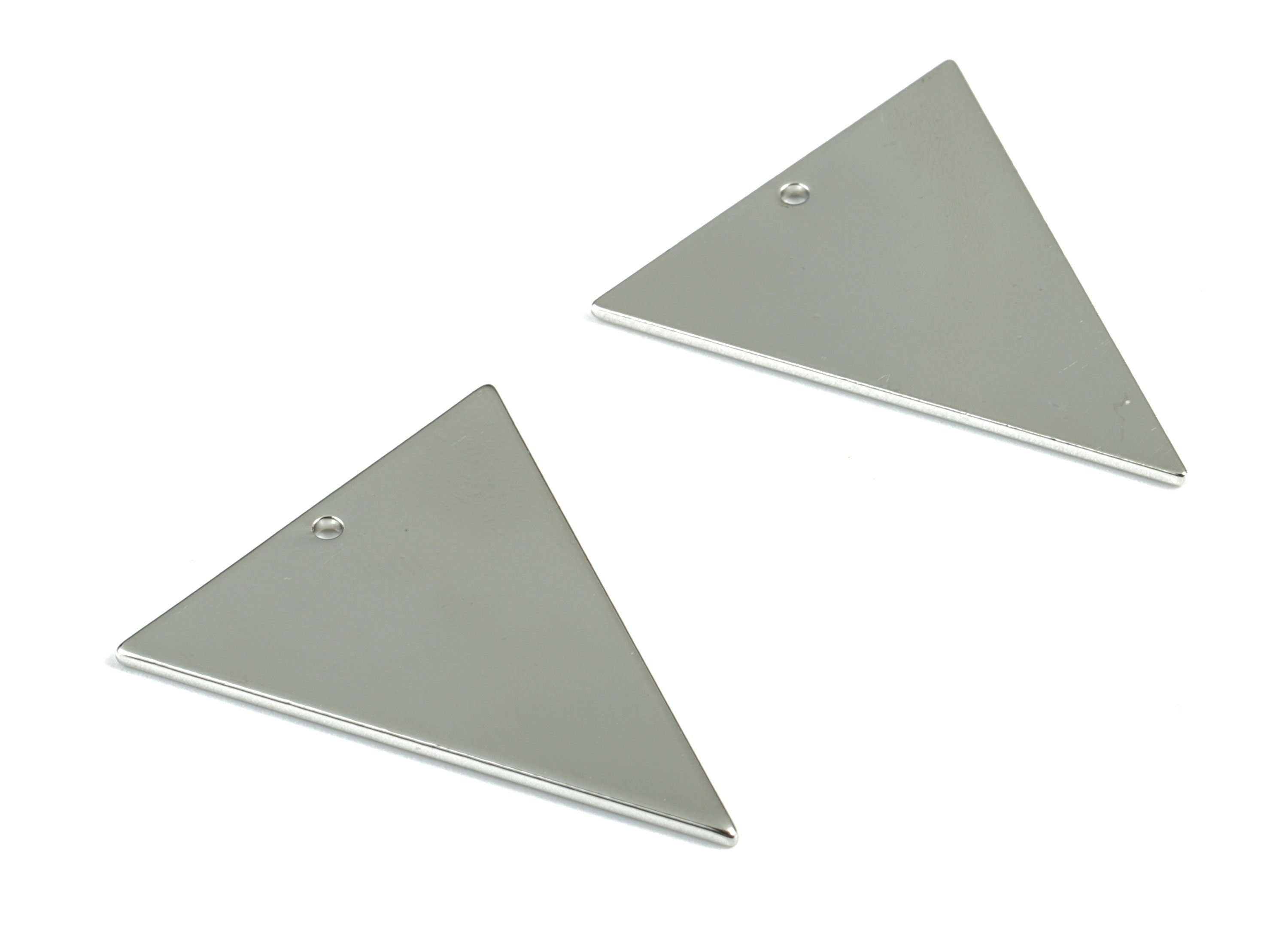 Silver Triangles Pendant - Silver Tone Plated Brass Triangle Earring Charms - Earring Findings - Jewelry Supplies - 32x27x1mm - PP2121S - DOMEDBAZAAR
