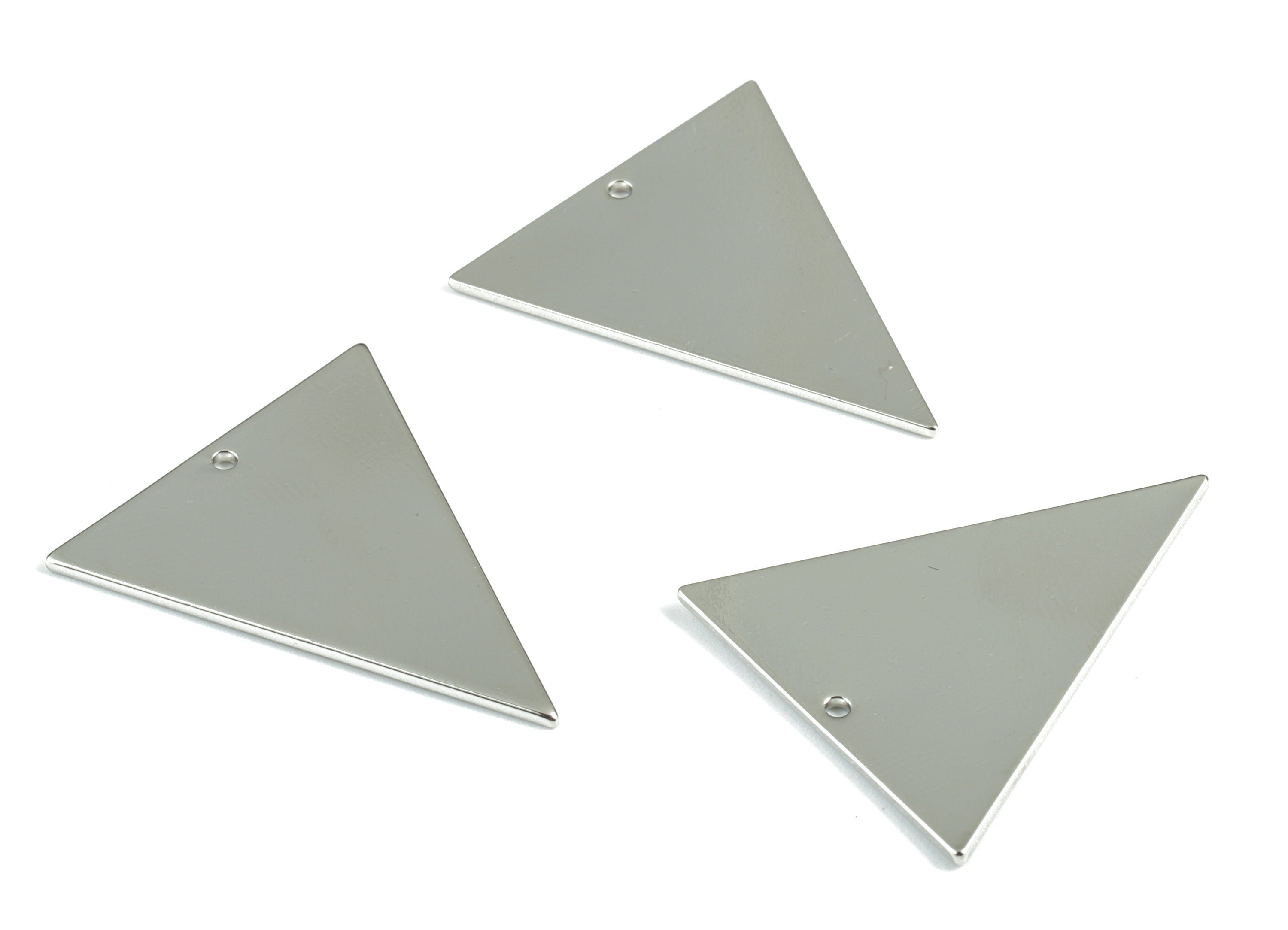 Silver Triangles Pendant - Silver Tone Plated Brass Triangle Earring Charms - Earring Findings - Jewelry Supplies - 32x27x1mm - PP2121S - DOMEDBAZAAR