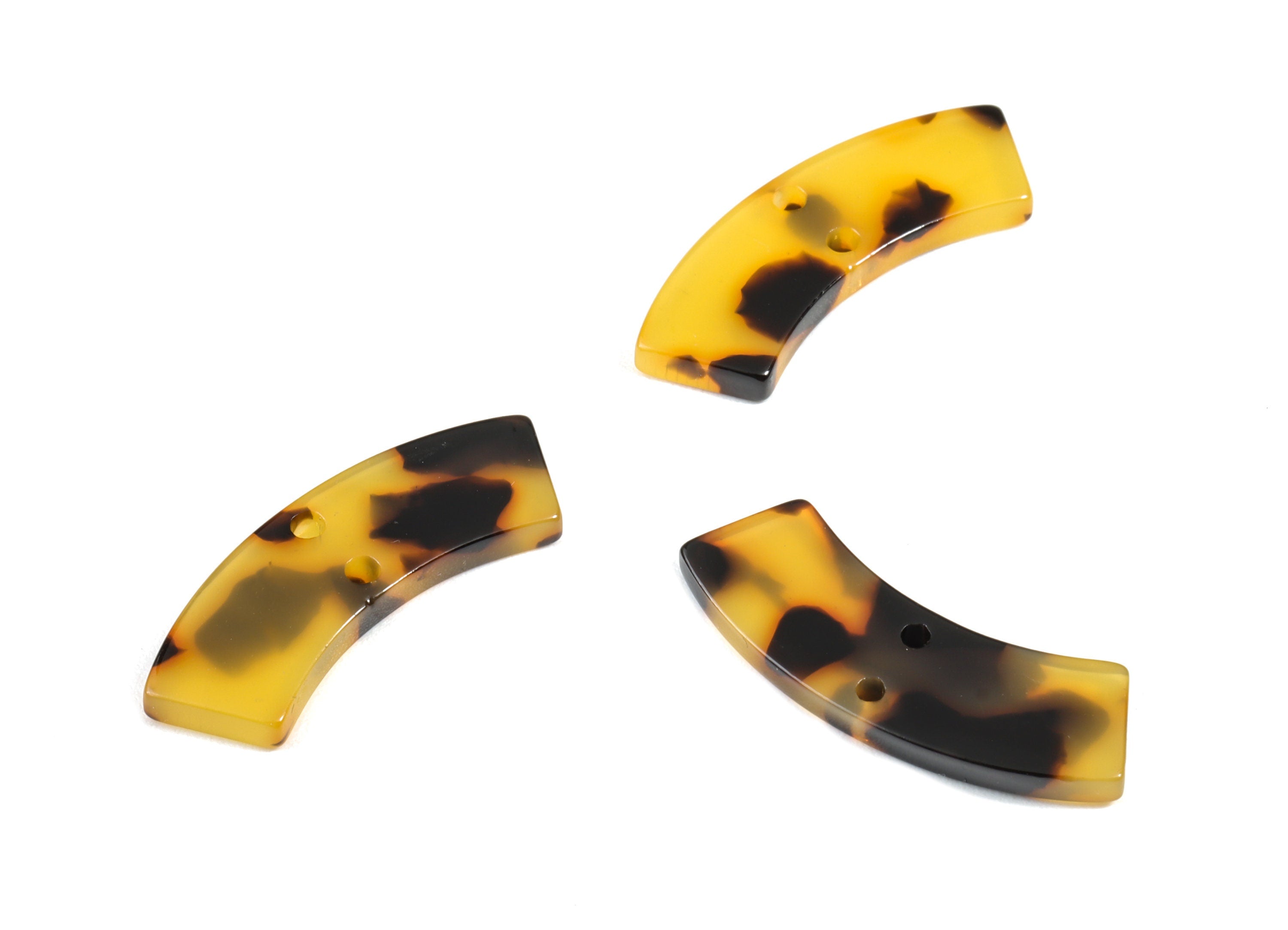 Acetate Acrylic Earring Charms - 2 Holes - Tortoise Shell Earrings - Irregular Pendant - Color Code: A01 - 30x9.2x2.4mm - AC1557-A01 - DOMEDBAZAAR