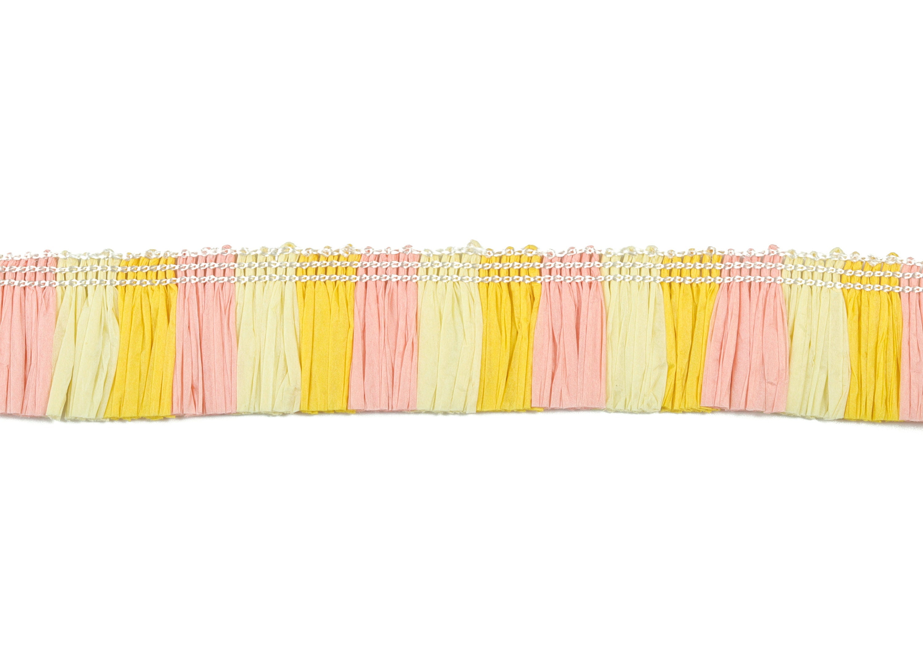 Raffia Tassels Strip - Natural Raffia Grass -  Yellow Pink Color  Raffia Tassel Skirt - Jewelry Accessories - 25x2.8mm - RS1070 - DOMEDBAZAAR