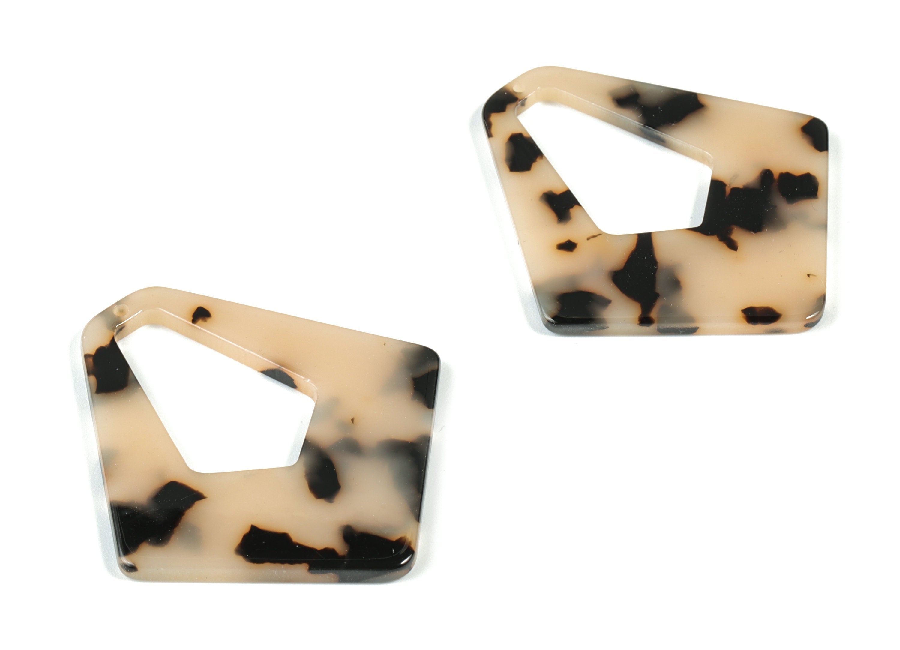 Acetate Earring Charms - Blonde Tortoise Shell Earrings - Big Diamond Charms and Pendant - Color Code: A07 - 49.5x45.9x2.56mm - AC1197-A07 - DOMEDBAZAAR