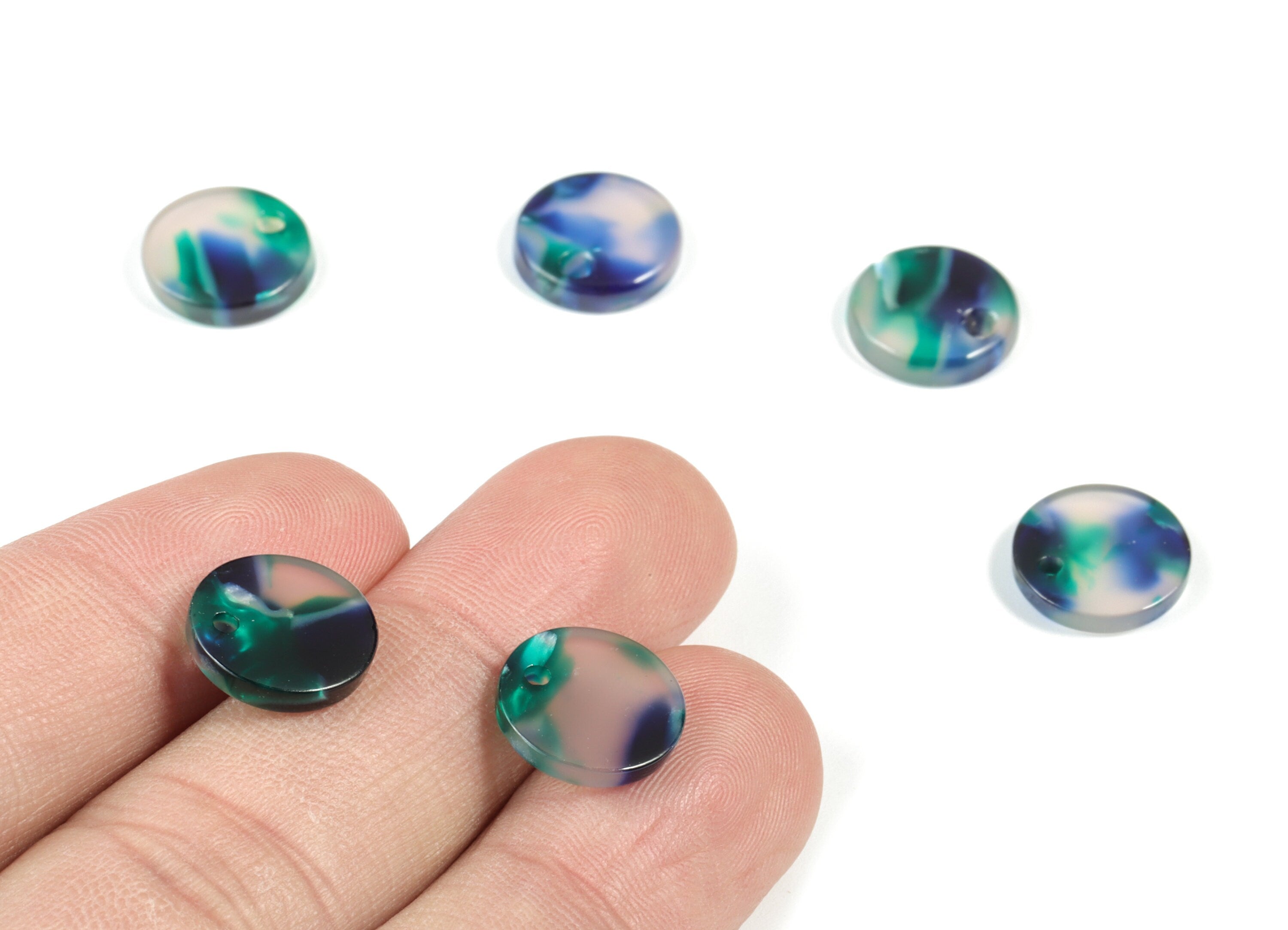 Acetate Acrylic Earring Charms - Round Acetate Earrings With 1 Hole - Color Code: A18 - Earring Findings - 11.82x11.82x2.6mm - AC1161-A18 - DOMEDBAZAAR