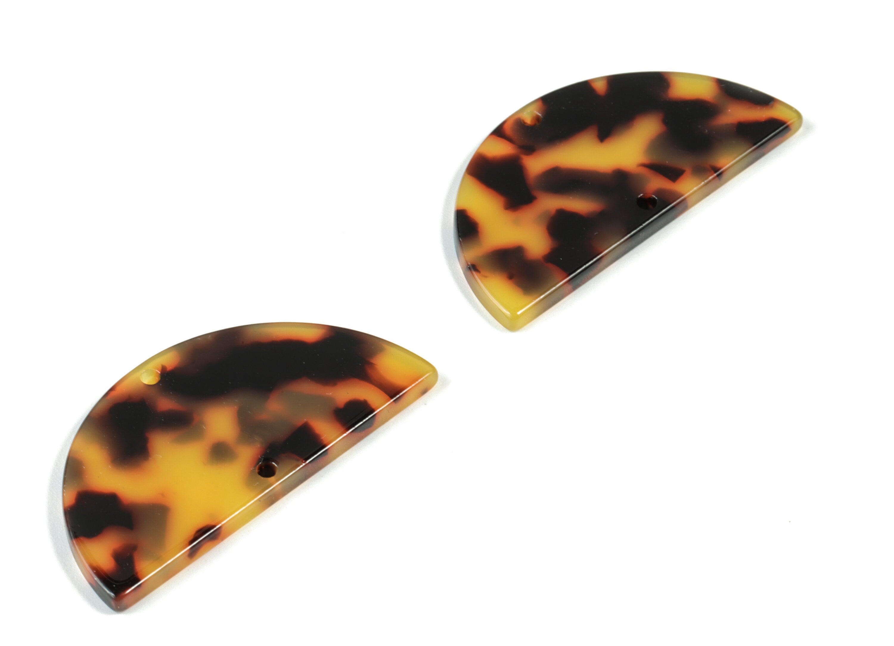 Acetate Semicircle Connectors - Tortoise Shell Earring - Half Moon Charms - 2 Holes - Color Code:A01 - 43.09x21.54x2.5mm - AC1800-A01 - DOMEDBAZAAR