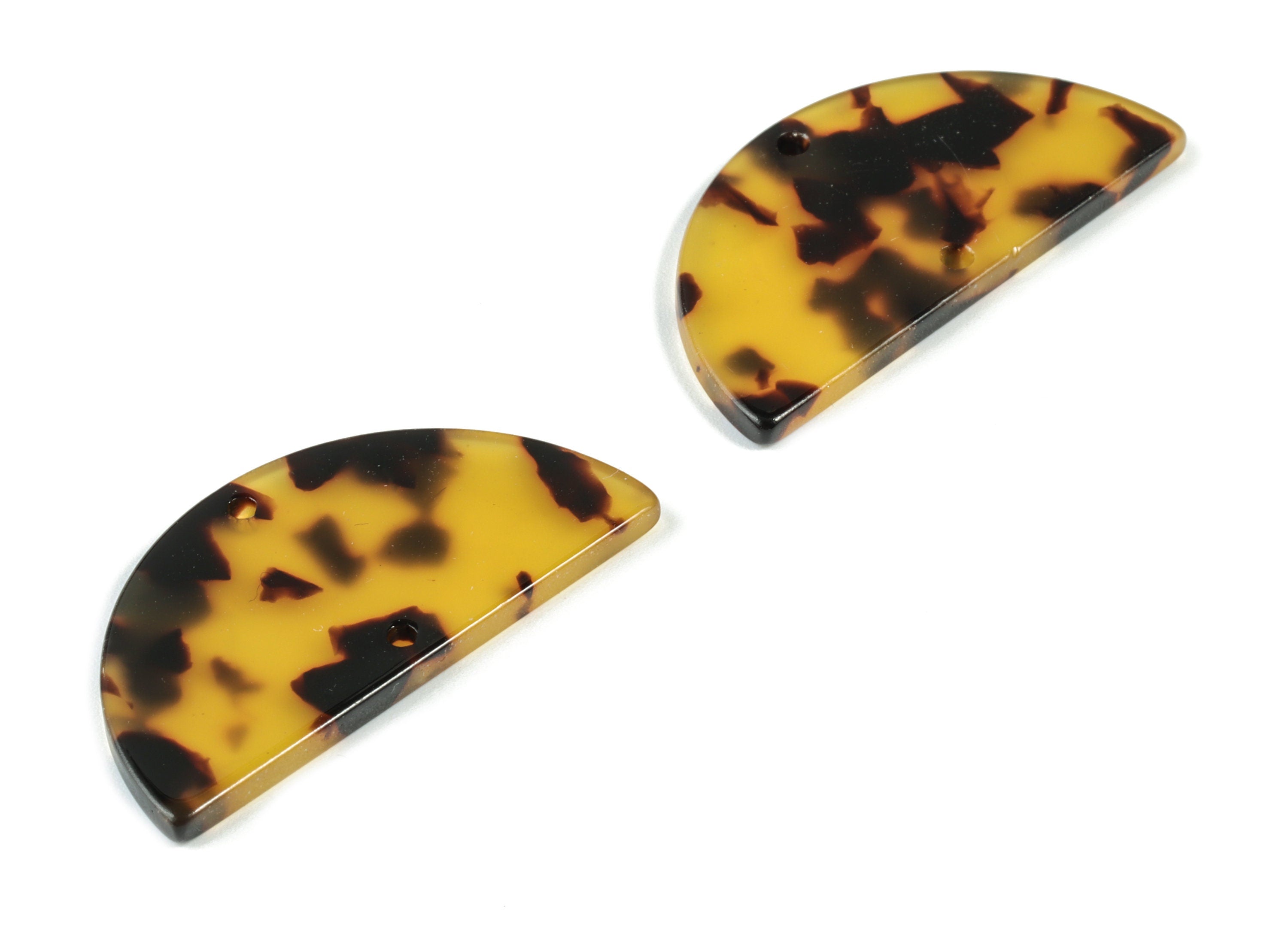 Acetate Semicircle Connectors - 2 Holes Half Moon Tortoise Shell Charms - Jewelry Supplies - Color Code: A02 - 37.2x18.55x2.4mm - AC1794-A02 - DOMEDBAZAAR