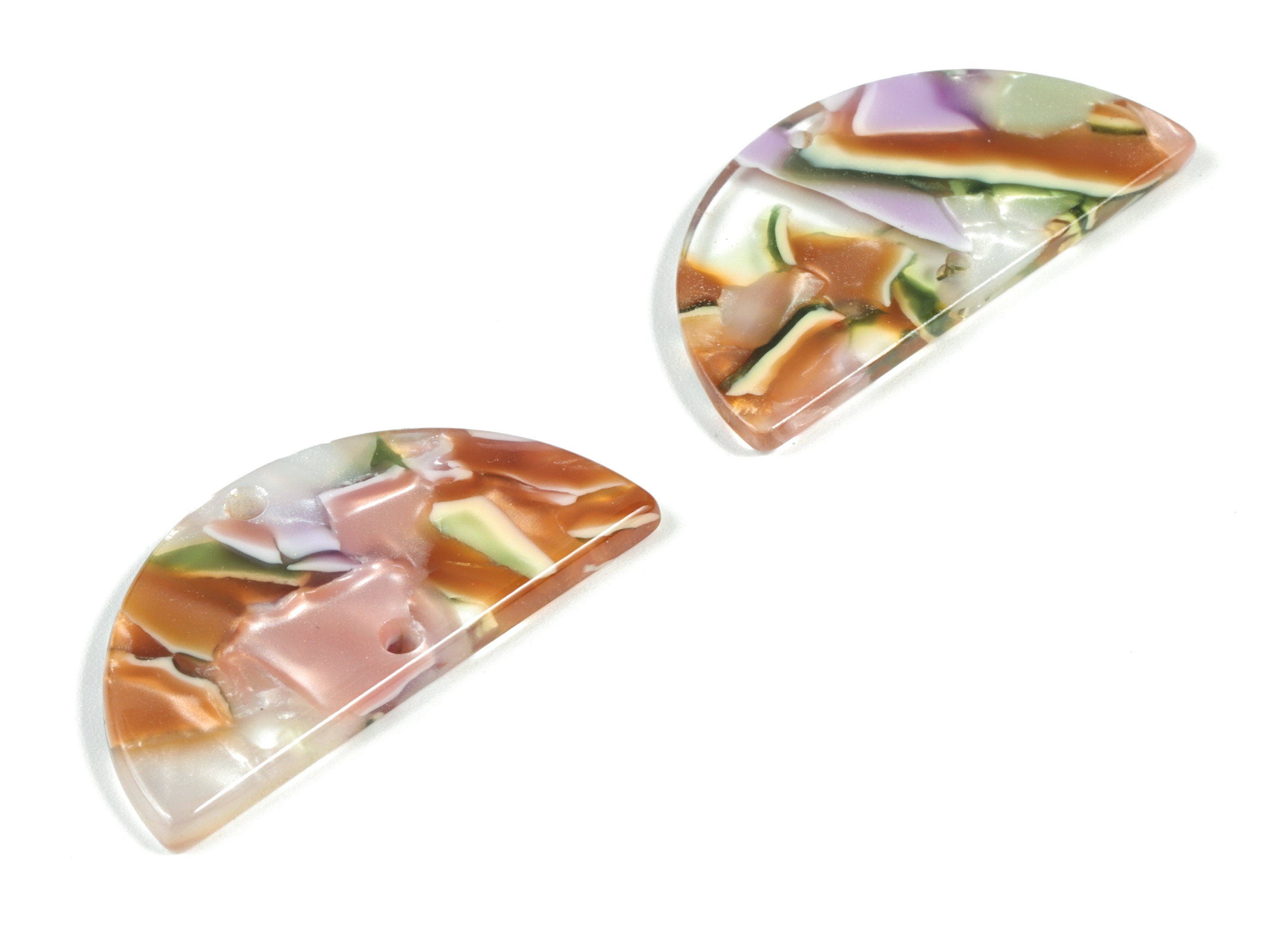 Acetate Semicircle Connectors - 2 Holes - Half Moon Earrings - Earring Findings - Color Code:A537 - 37.2x18.55x2.4mm - AC1794-A537 - DOMEDBAZAAR