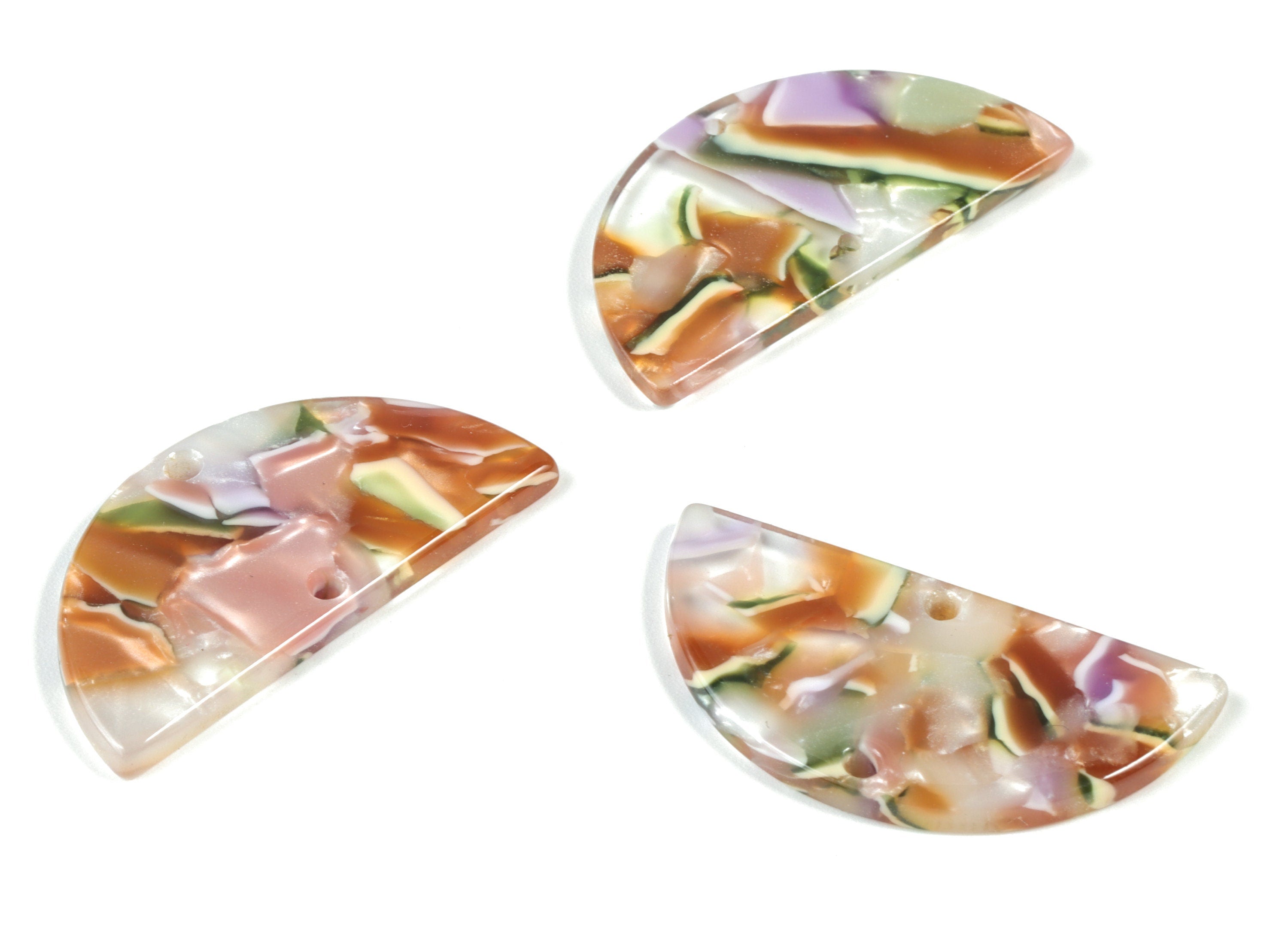 Acetate Semicircle Connectors - 2 Holes - Half Moon Earrings - Earring Findings - Color Code:A537 - 37.2x18.55x2.4mm - AC1794-A537 - DOMEDBAZAAR