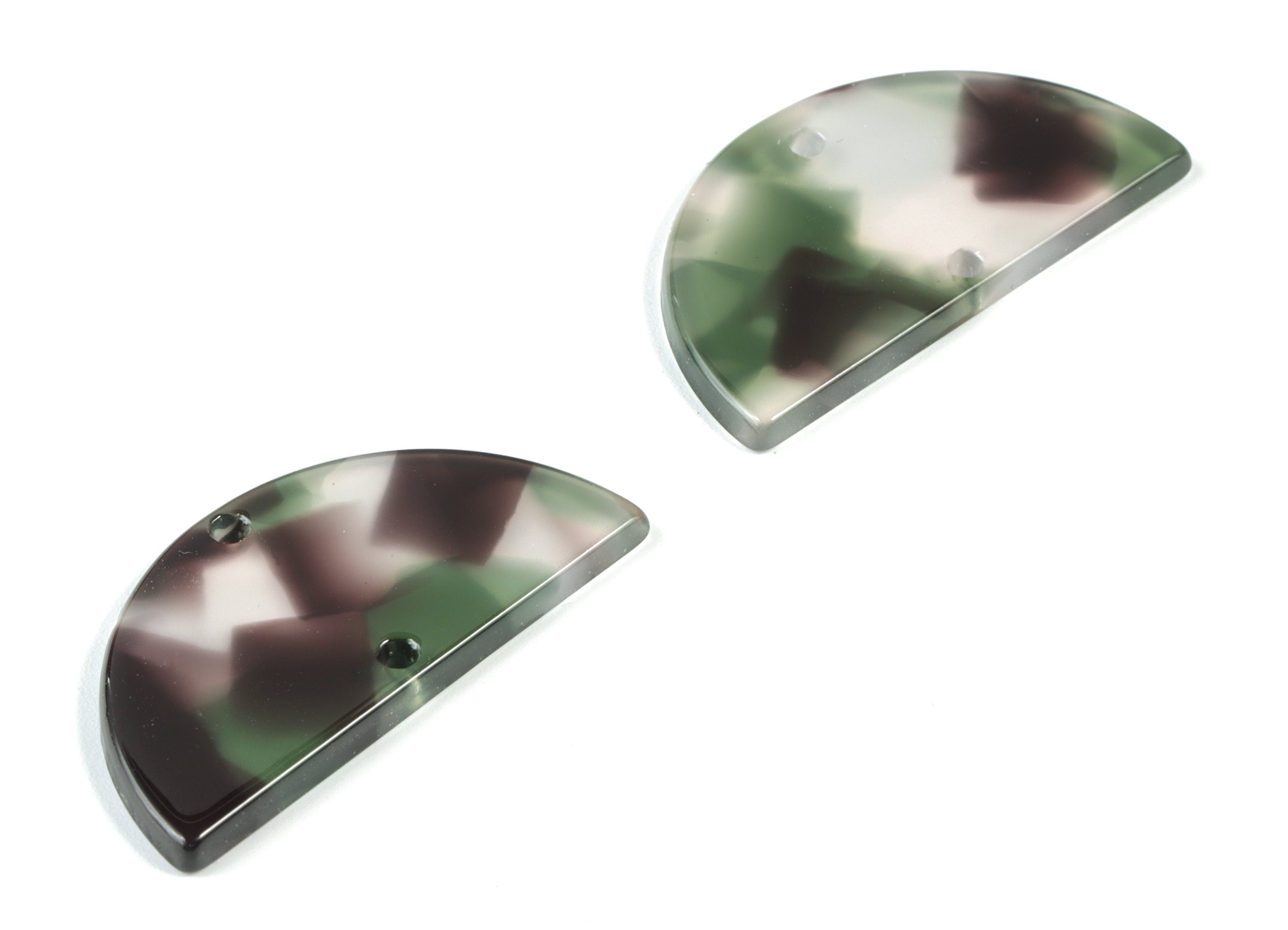 Acetate Semicircle Connectors - 2 Holes - Half Moon Earrings - Earring Findings - Color Code:A349 - 37.2x18.55x2.4mm - AC1794-A349 - DOMEDBAZAAR
