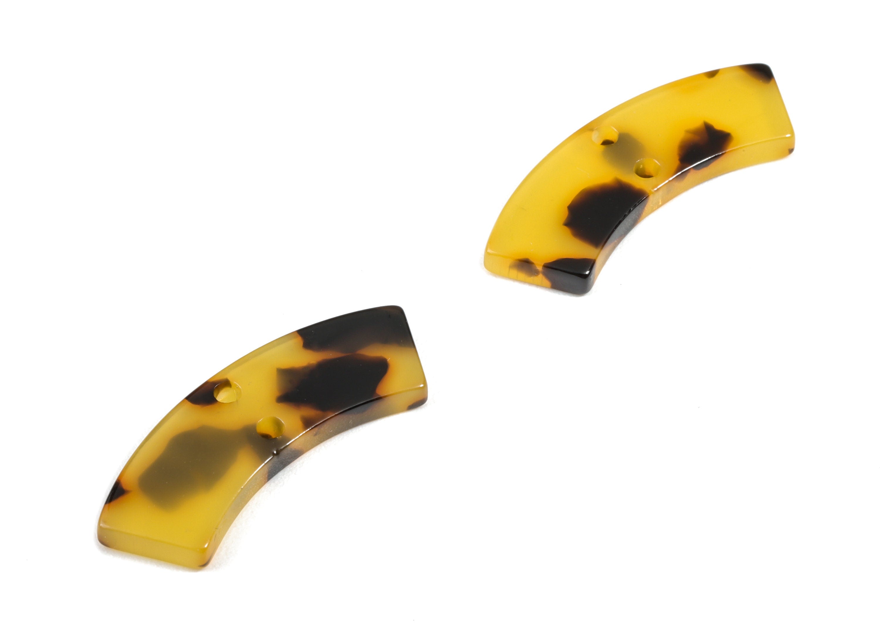 Acetate Acrylic Earring Charms - 2 Holes - Tortoise Shell Earrings - Irregular Pendant - Color Code: A01 - 30x9.2x2.4mm - AC1557-A01 - DOMEDBAZAAR
