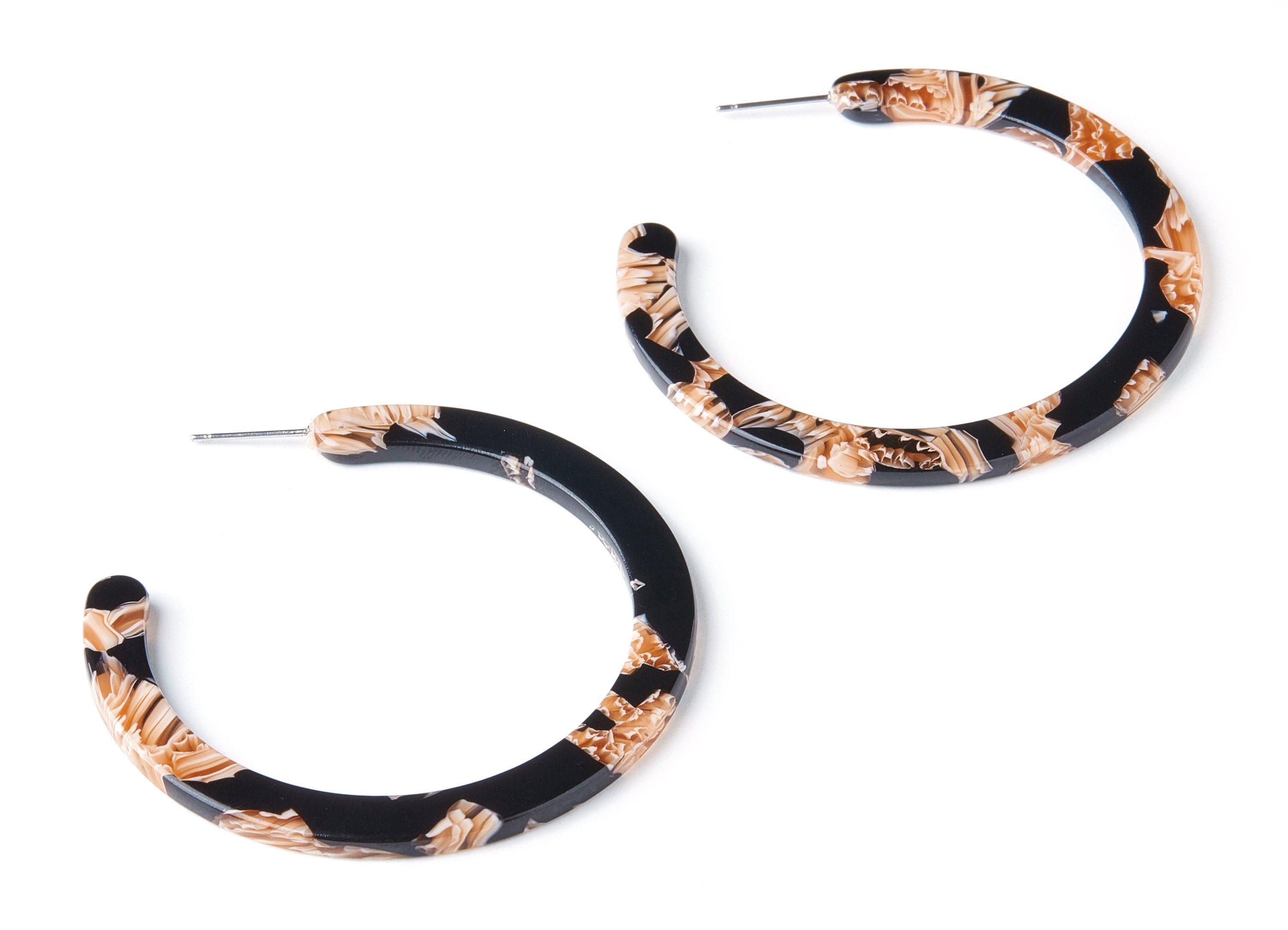 Open Hoop Earrings Stud - 2.2 inch Hoop Earring - Mix Acetate Round Earring Post - Open Circle - Color Code: A177 - 56x56x2mm - AC1468-A177 - DOMEDBAZAAR