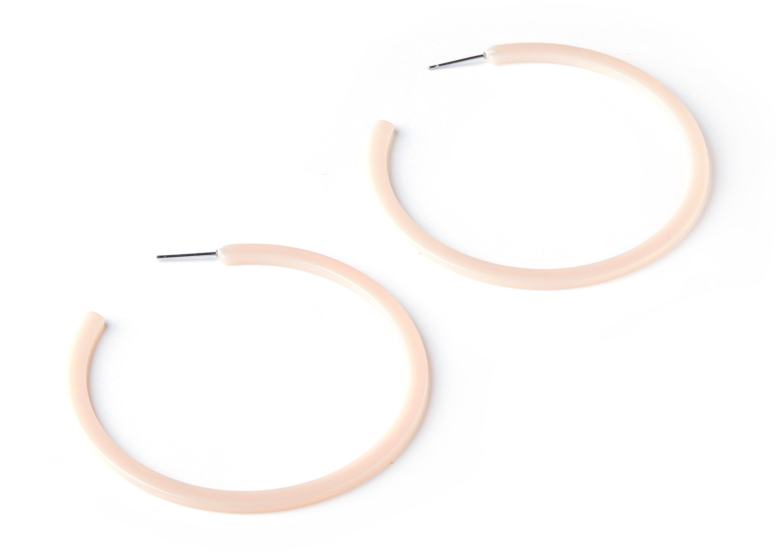 Open Hoop Earrings Stud - 2.5 inch Hoop Earring - Acetate Round Earring Post - Open Circle - Color Code: A264 - 64x64x2mm - AC1565-A264 - DOMEDBAZAAR