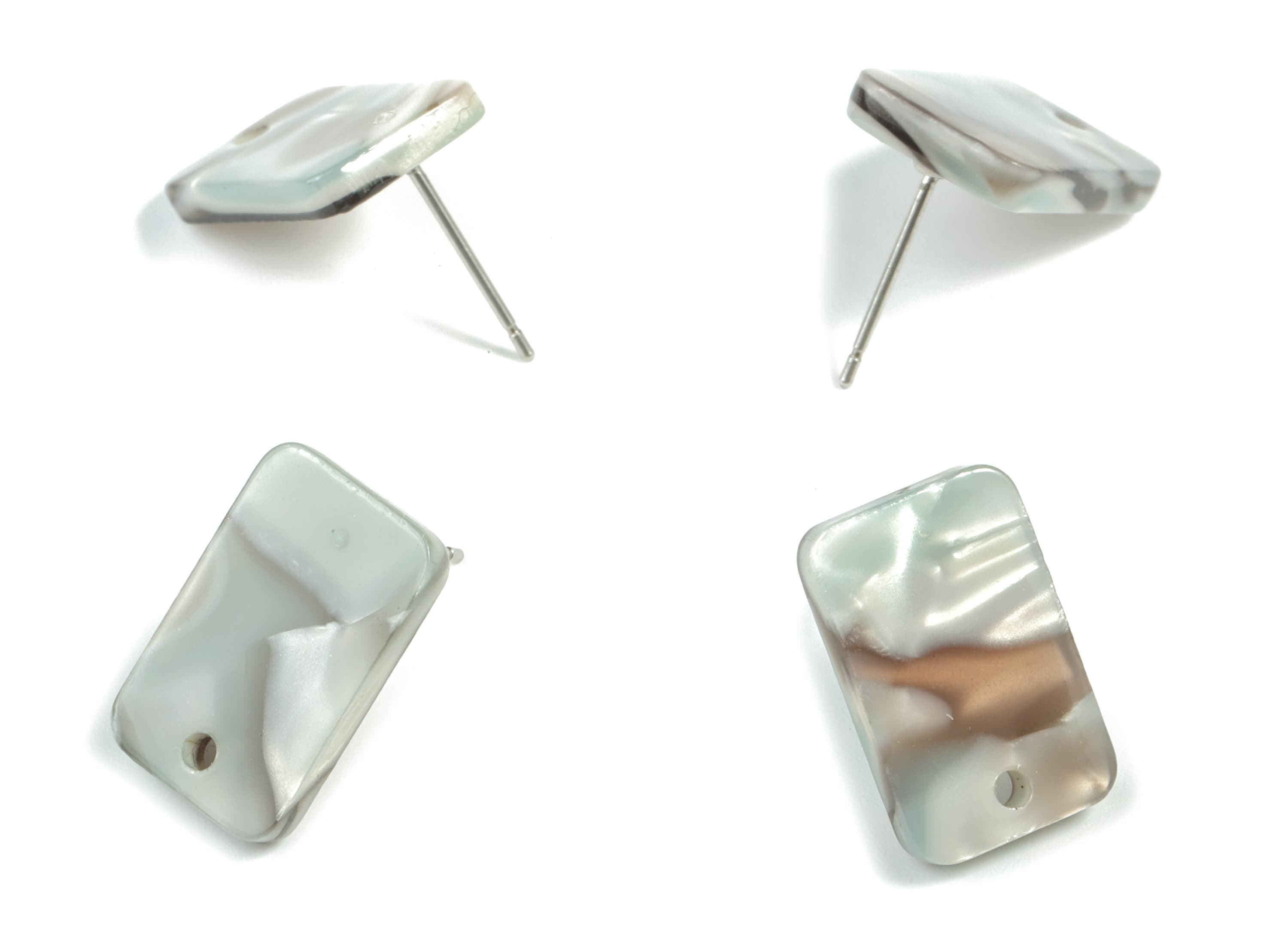 Acetate Acrylic Earring Post Charms - Stud Earring Charms - Square Shaped Earrings - Color Code: A22 - 16.9x10.9x2.7mm - AC1579-A22 - DOMEDBAZAAR