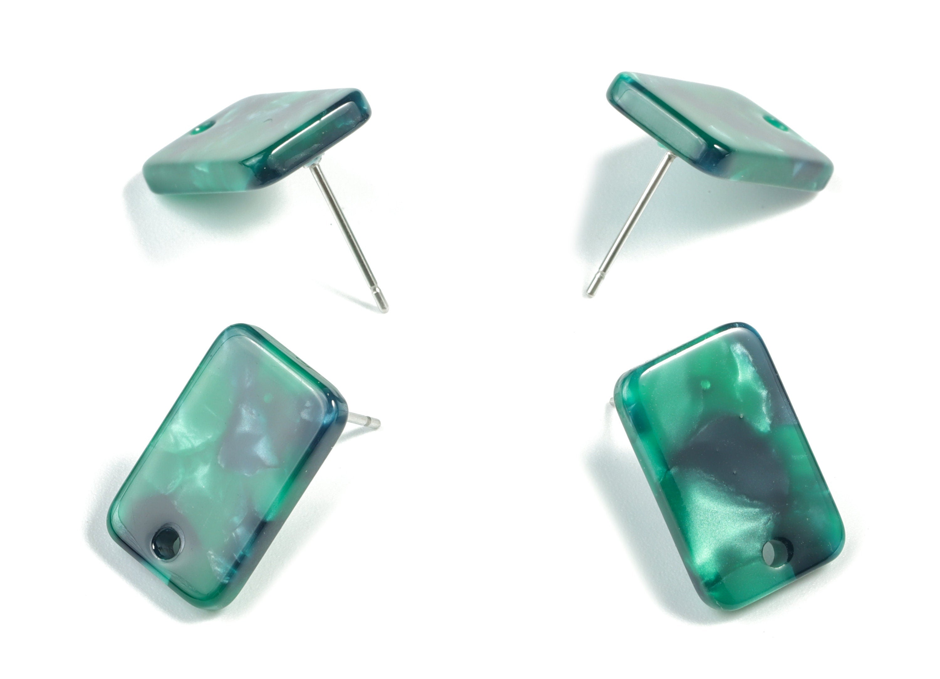 Acetate Acrylic Earring Post Charms - Stud Earring Charms - Square Shaped Earrings - Color Code: A13 - 16.9x10.9x2.7mm - AC1579-A13 - DOMEDBAZAAR