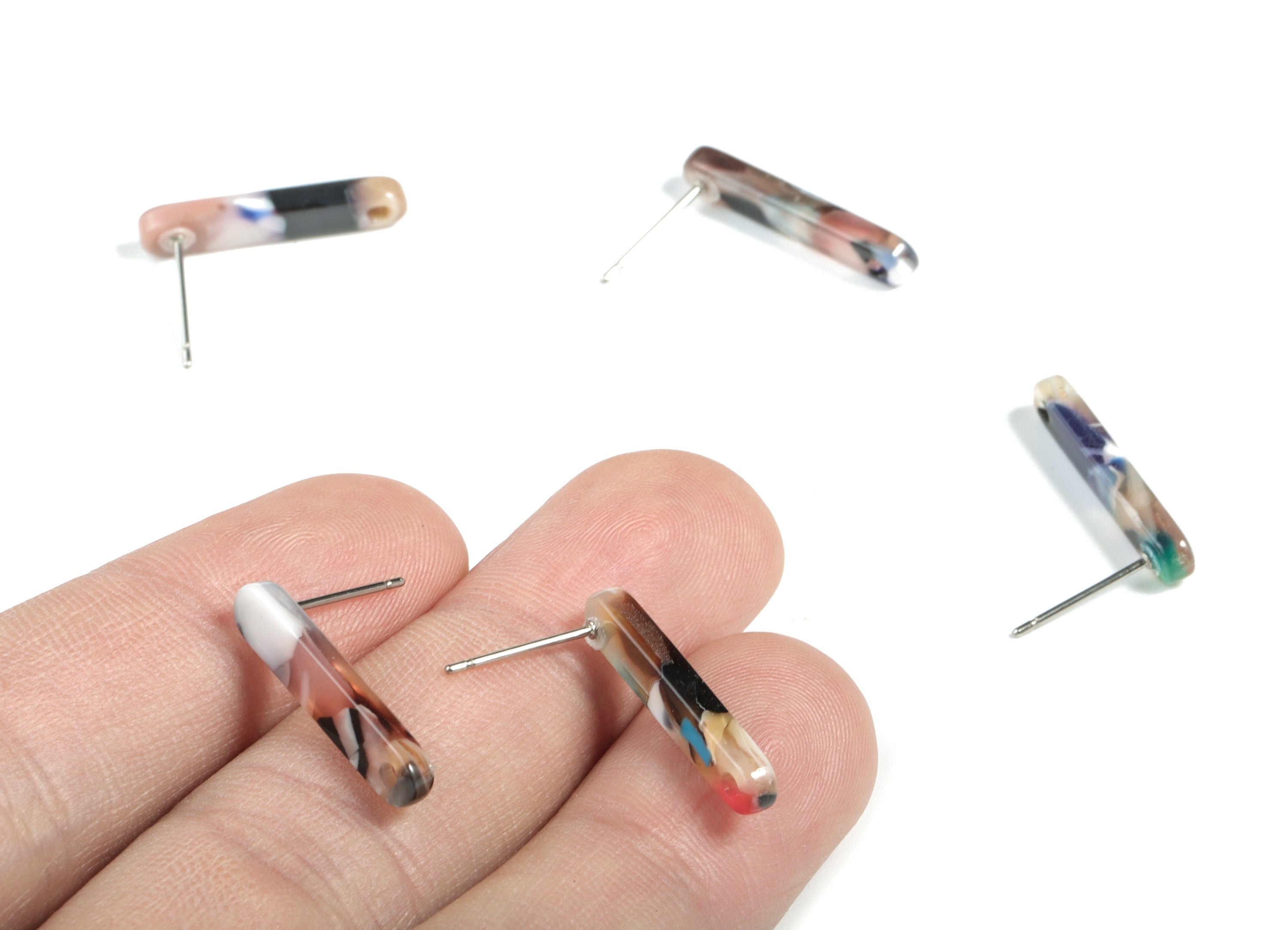 Acetate Stick Earring Post - Stick Earring Stud - Earring Post - Jewelry Supplies - Color Code: A60 - 20.6x4.27x2.6mm - AC1577-A60 - DOMEDBAZAAR