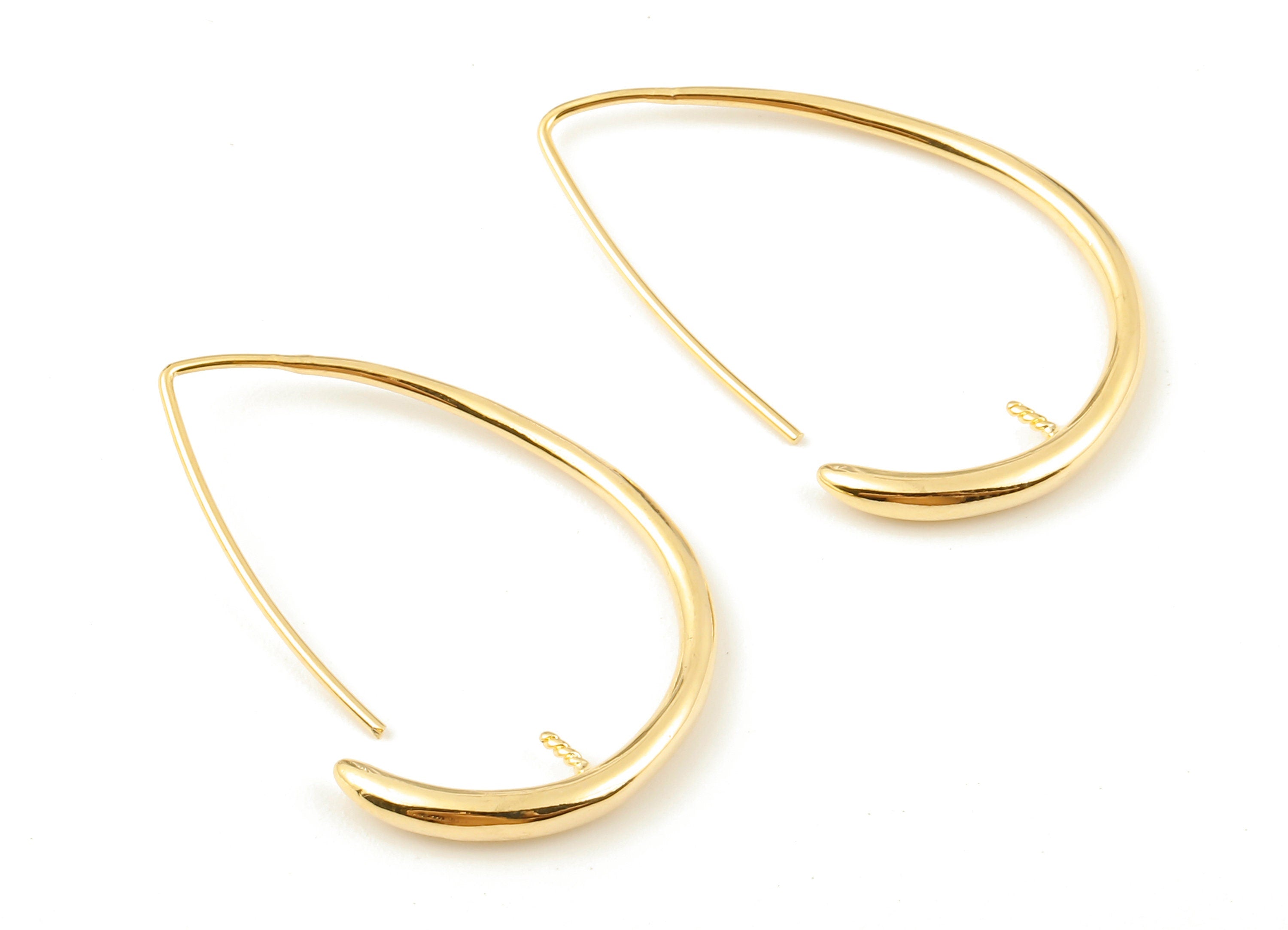 Brass Drop Earring Wire - Drop Earring For Pearl - 18K Real Gold Plated Ear Wire - Jewelry Supplies - 36.41x25.57x2.71mm - RGP1043 - DOMEDBAZAAR