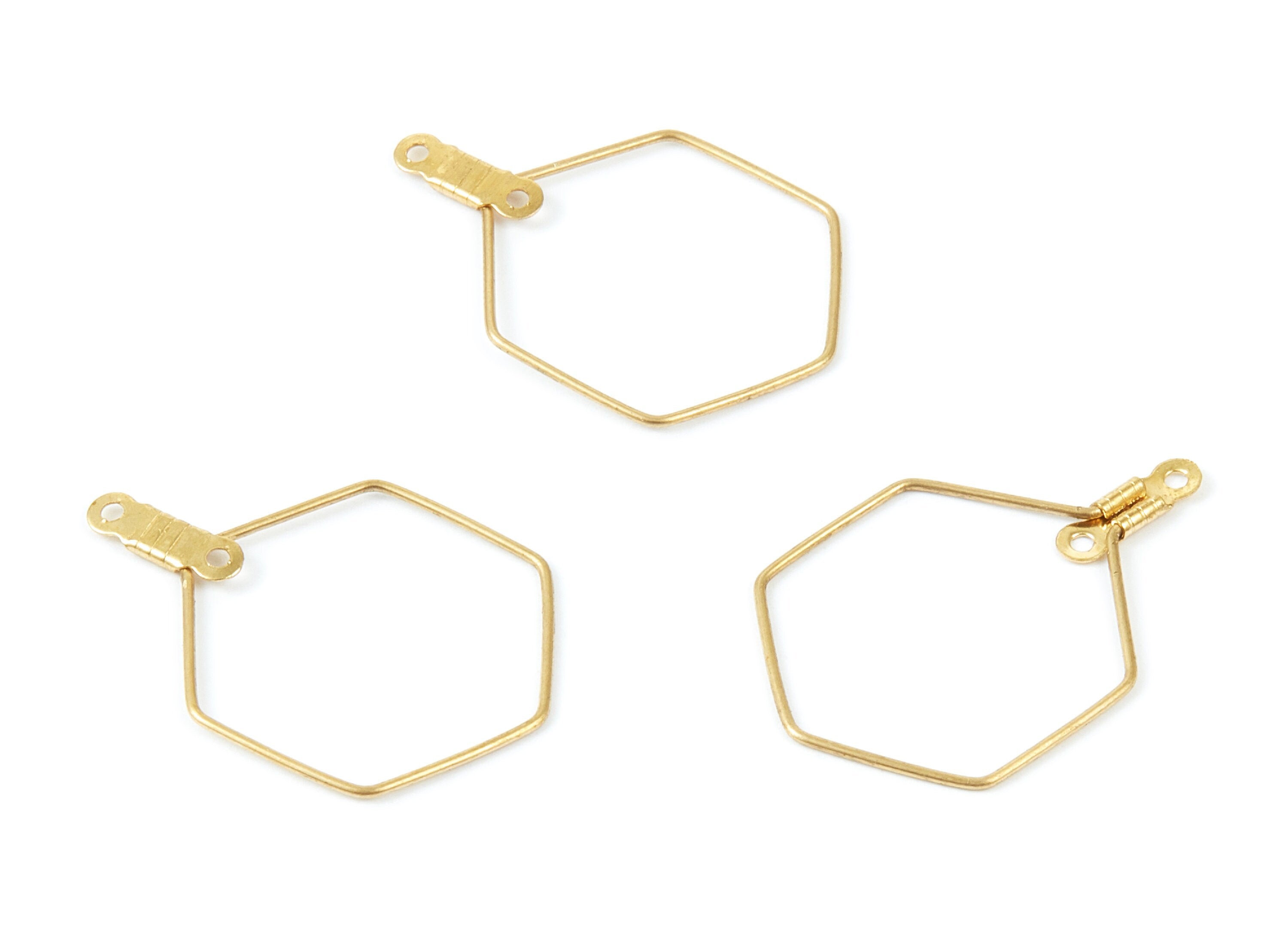 Raw Brass Earring Hoops - Hexagon Shaped Ear Wire - Geometric Earring Findings - Jewelry Supplies - 30x20x0,7mm - PP1514 - DOMEDBAZAAR