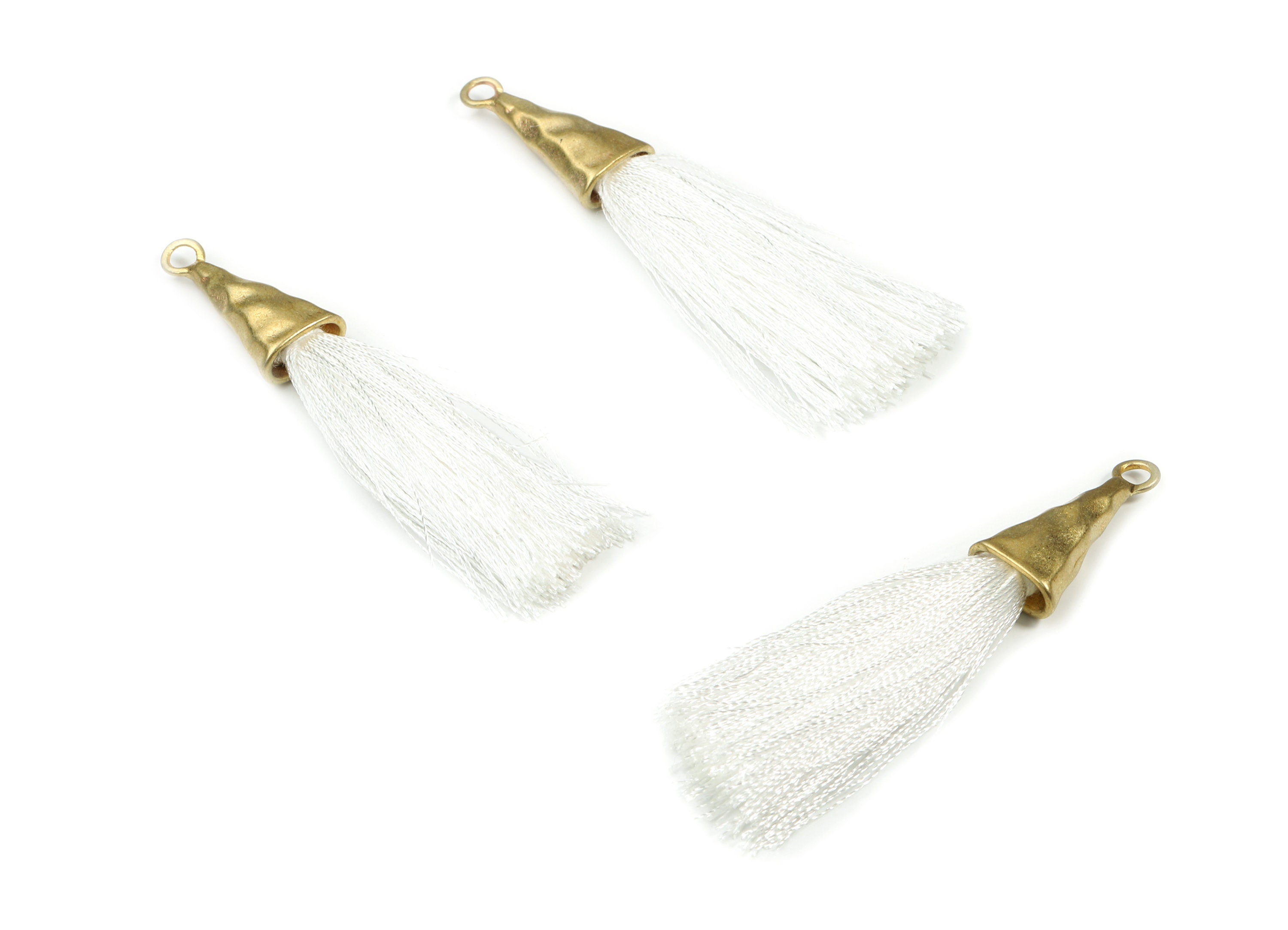 Tassel Earring - Puffy Tassel Earring With Raw Brass Cap - Tassel Findings - Boho Charms - Jewelry Supplies - 62.19x35.48x5.62mm - TS1136F - DOMEDBAZAAR