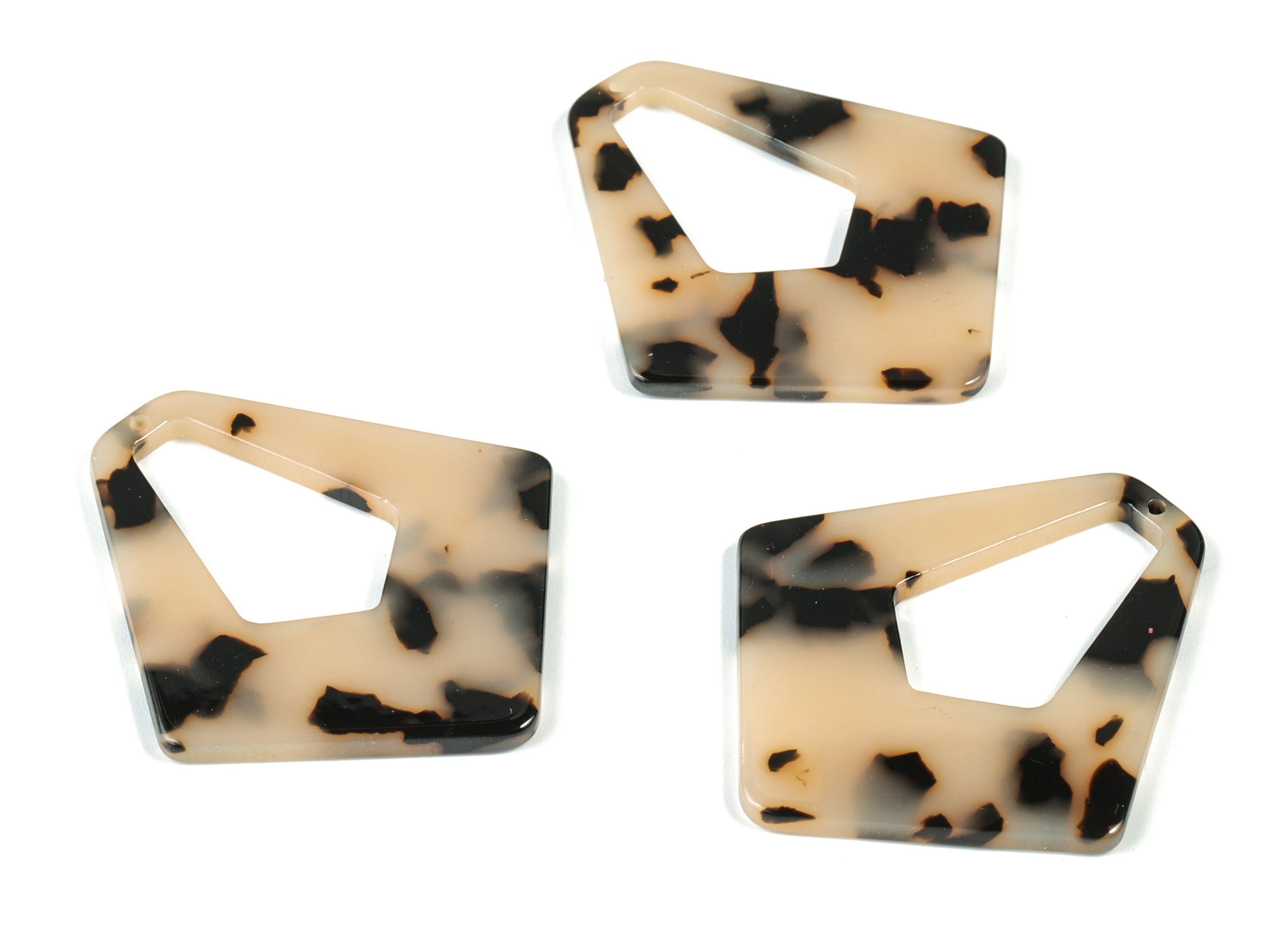 Acetate Earring Charms - Blonde Tortoise Shell Earrings - Big Diamond Charms and Pendant - Color Code: A07 - 49.5x45.9x2.56mm - AC1197-A07 - DOMEDBAZAAR