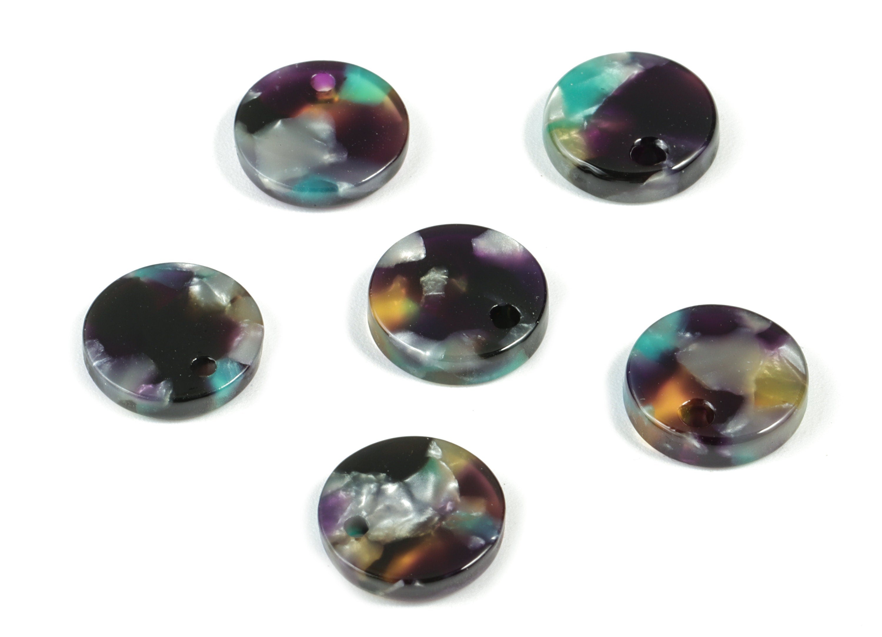 Acetate Acrylic Earring Charms - Round Acetate Earrings With 1 Hole - Color Code: A50 - Earring Findings - 11.82x11.82x2.6mm - AC1161-A50 - DOMEDBAZAAR