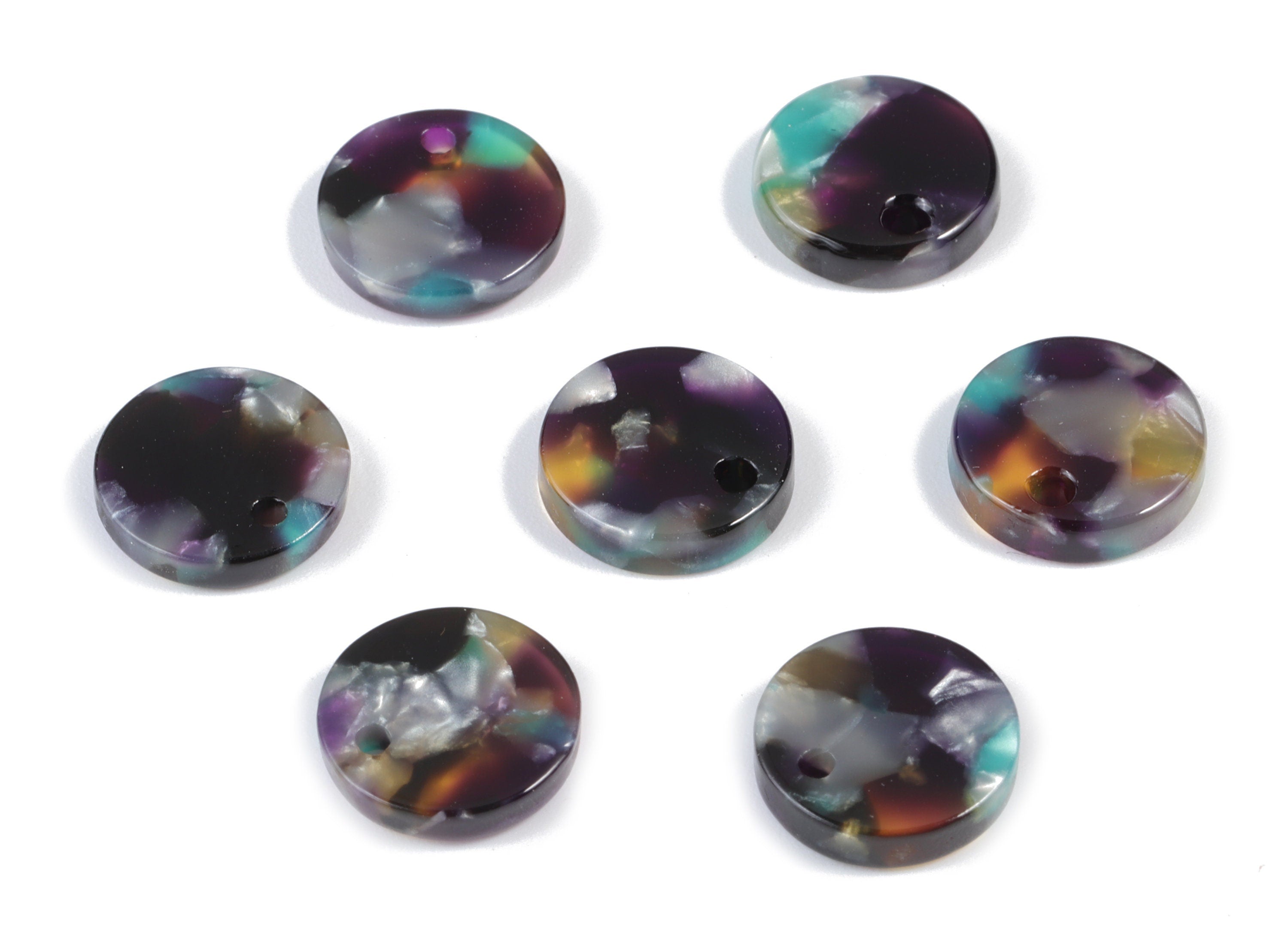 Acetate Acrylic Earring Charms - Round Acetate Earrings With 1 Hole - Color Code: A50 - Earring Findings - 11.82x11.82x2.6mm - AC1161-A50 - DOMEDBAZAAR