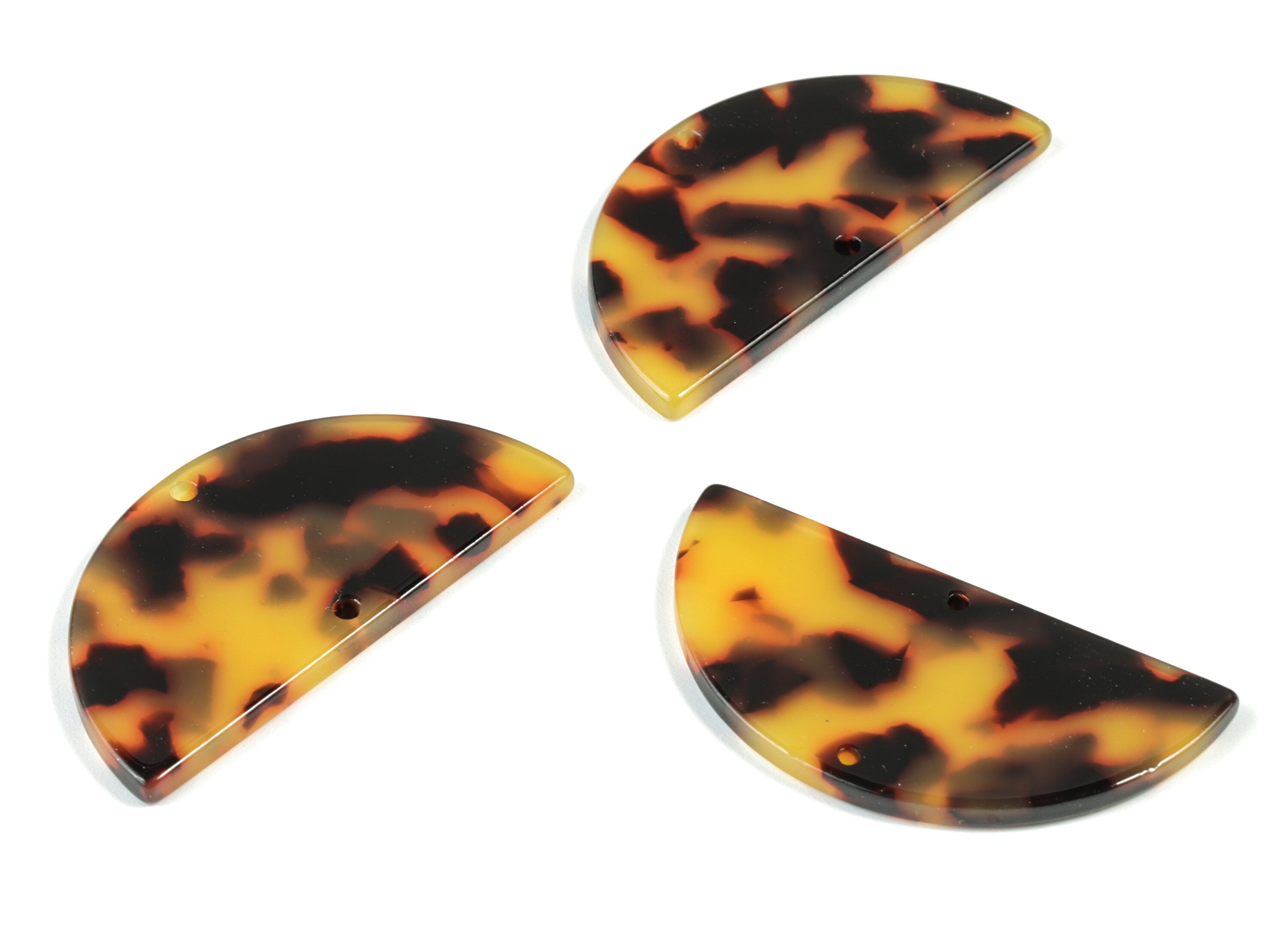 Acetate Semicircle Connectors - Tortoise Shell Earring - Half Moon Charms - 2 Holes - Color Code:A01 - 43.09x21.54x2.5mm - AC1800-A01 - DOMEDBAZAAR