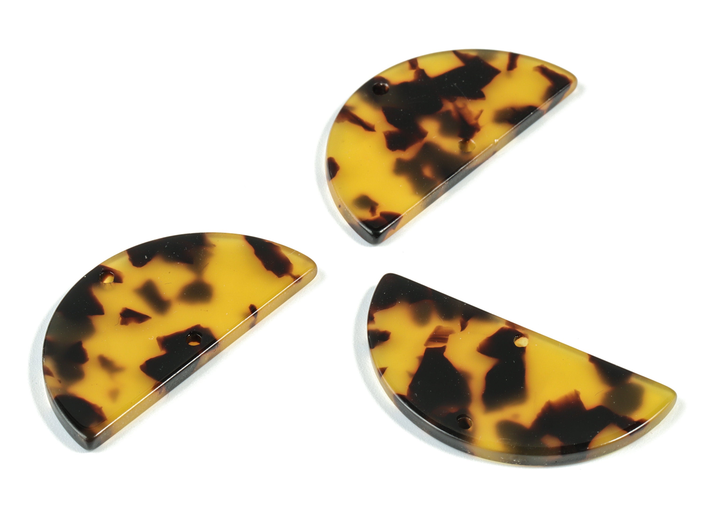 Acetate Semicircle Connectors - 2 Holes Half Moon Tortoise Shell Charms - Jewelry Supplies - Color Code: A02 - 37.2x18.55x2.4mm - AC1794-A02 - DOMEDBAZAAR