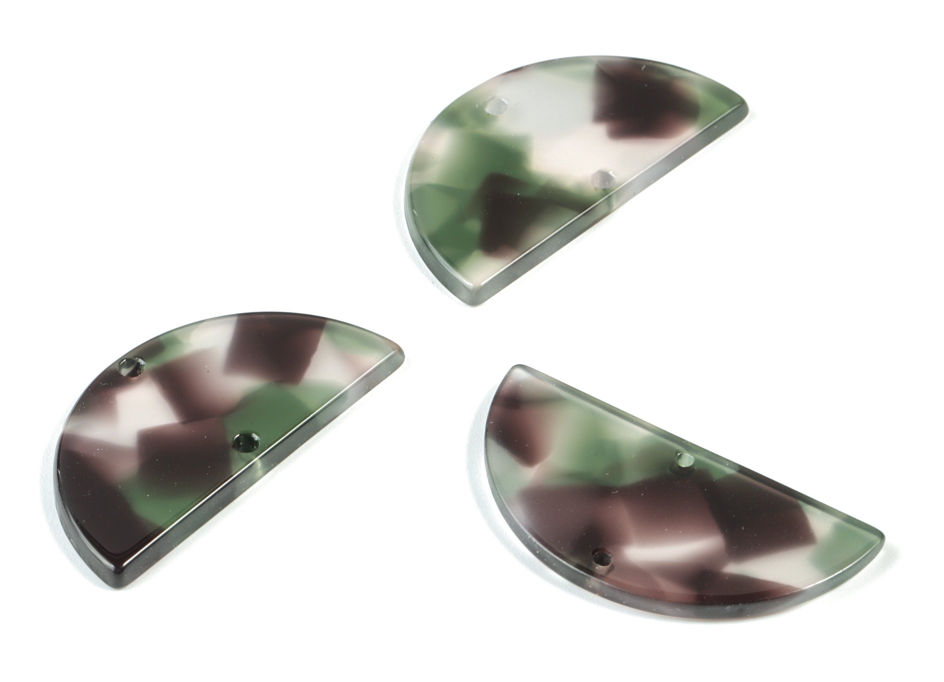 Acetate Semicircle Connectors - 2 Holes - Half Moon Earrings - Earring Findings - Color Code:A349 - 37.2x18.55x2.4mm - AC1794-A349 - DOMEDBAZAAR
