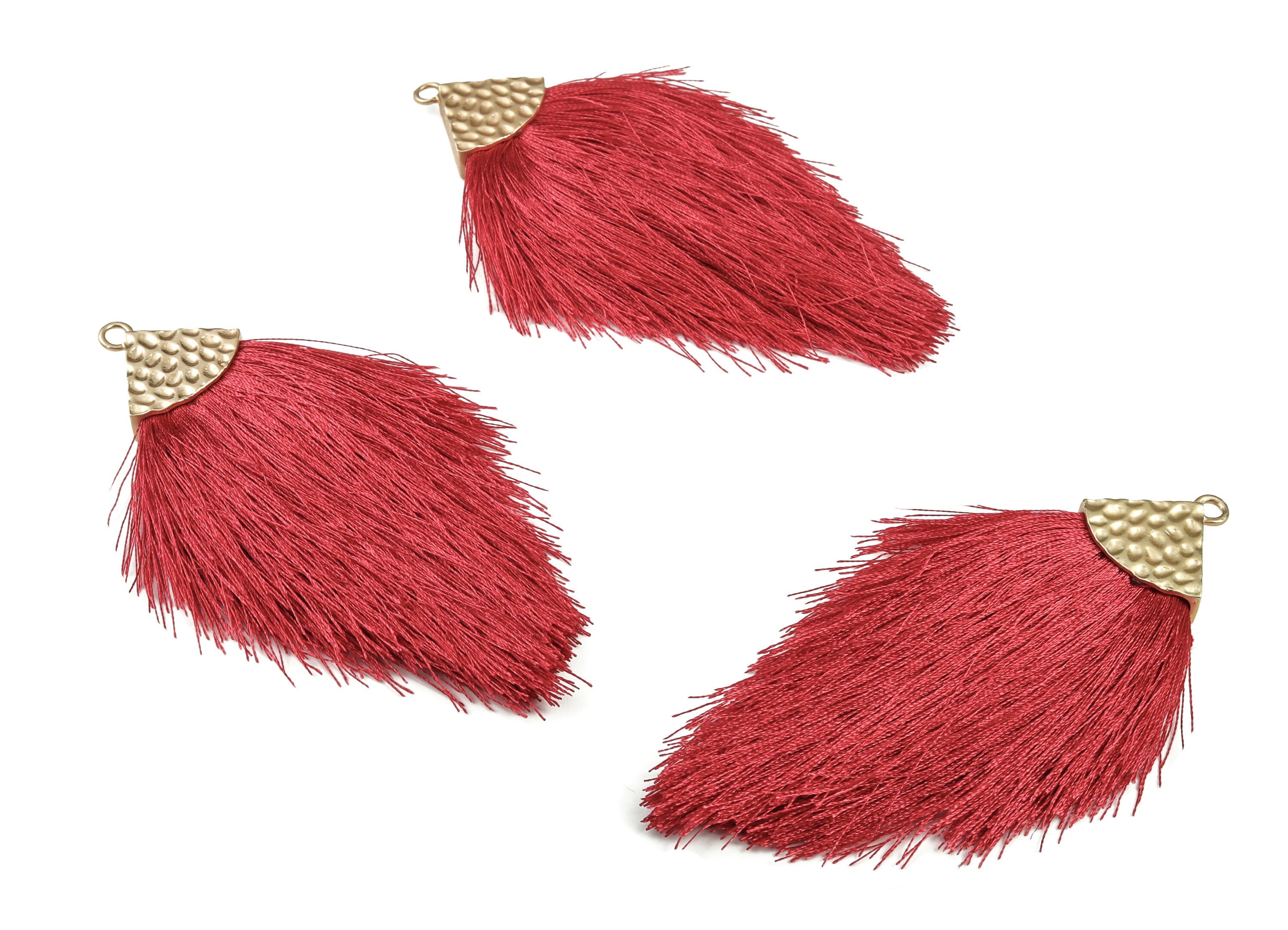 Tassel Earring Charms - Tassel Earring Charm - Puffy Tassel With Alloy Cap - Tassel Findings - Jewelry Supplies - 96.86x57.69mm - TS1126 - DOMEDBAZAAR