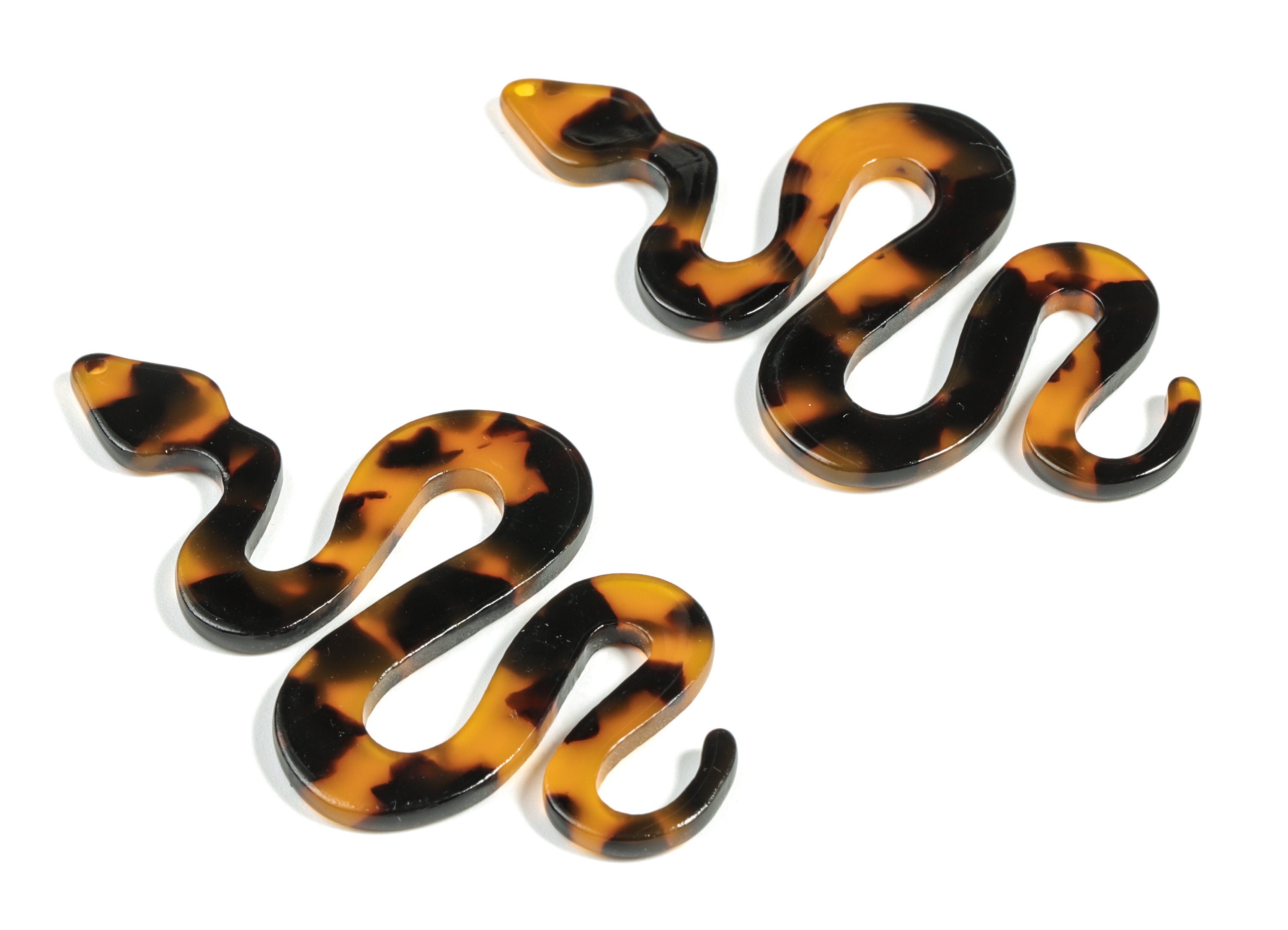 Acetate Snake Charms - Tortoise Shell Earrings - Snake Earrings and Pendant - Color Code:A01 - 65.89x34.77x2.18mm - AC1799-A01 - DOMEDBAZAAR