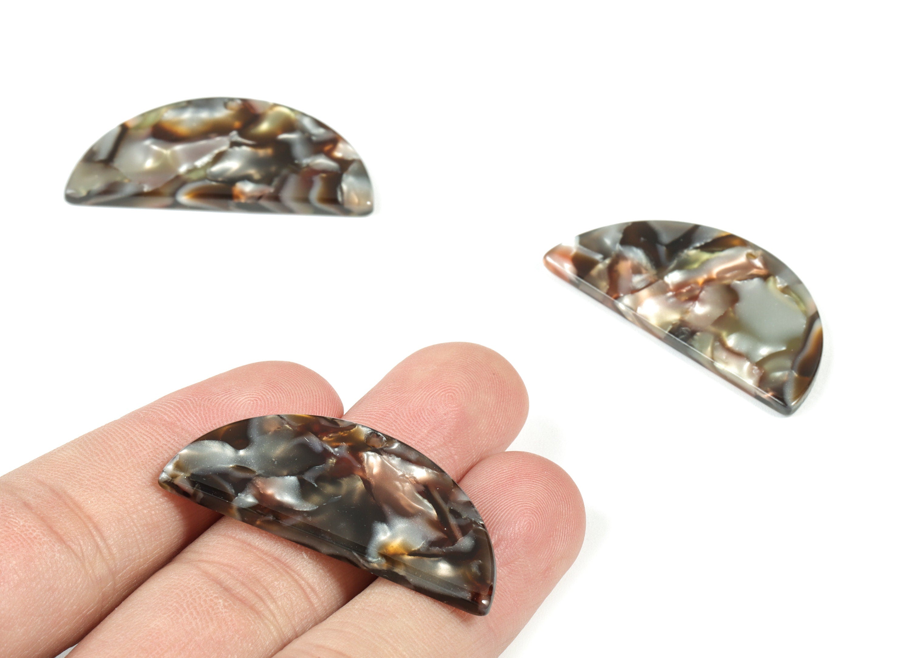 Acetate Semicircle Earring Charms Half Moon Earrings - Acetate pendant - Jewelry Supplies - Color Code:A543 - 39.5x19.85x2.5mm - A2151-A543 - DOMEDBAZAAR