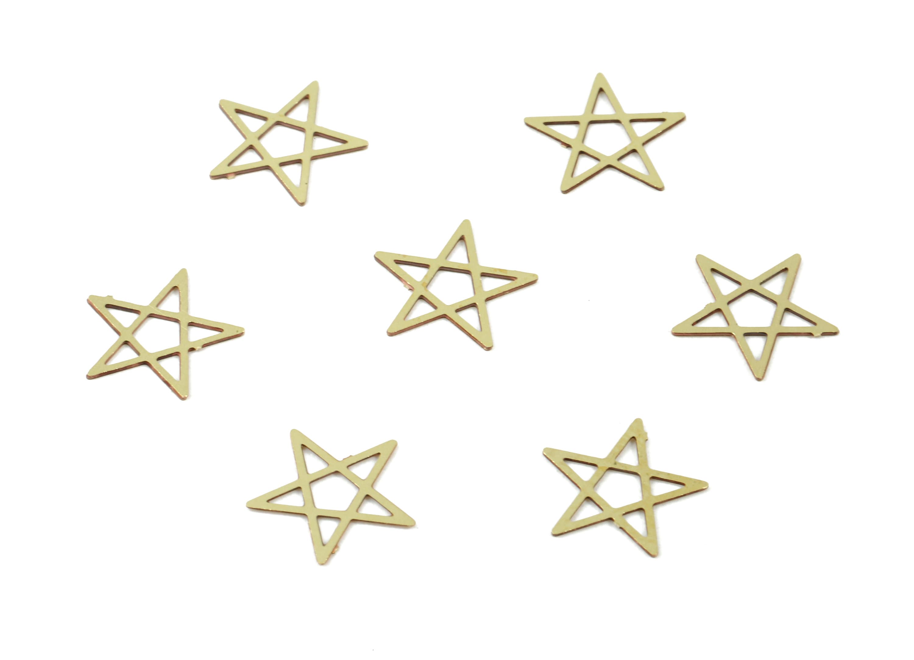 Brass Star Earring Charm - Raw Brass Star Bracelet Charms - Necklace Findings - Jewelry Supplies - 7.88x7.88x0.3mm - JJC6746 - DOMEDBAZAAR