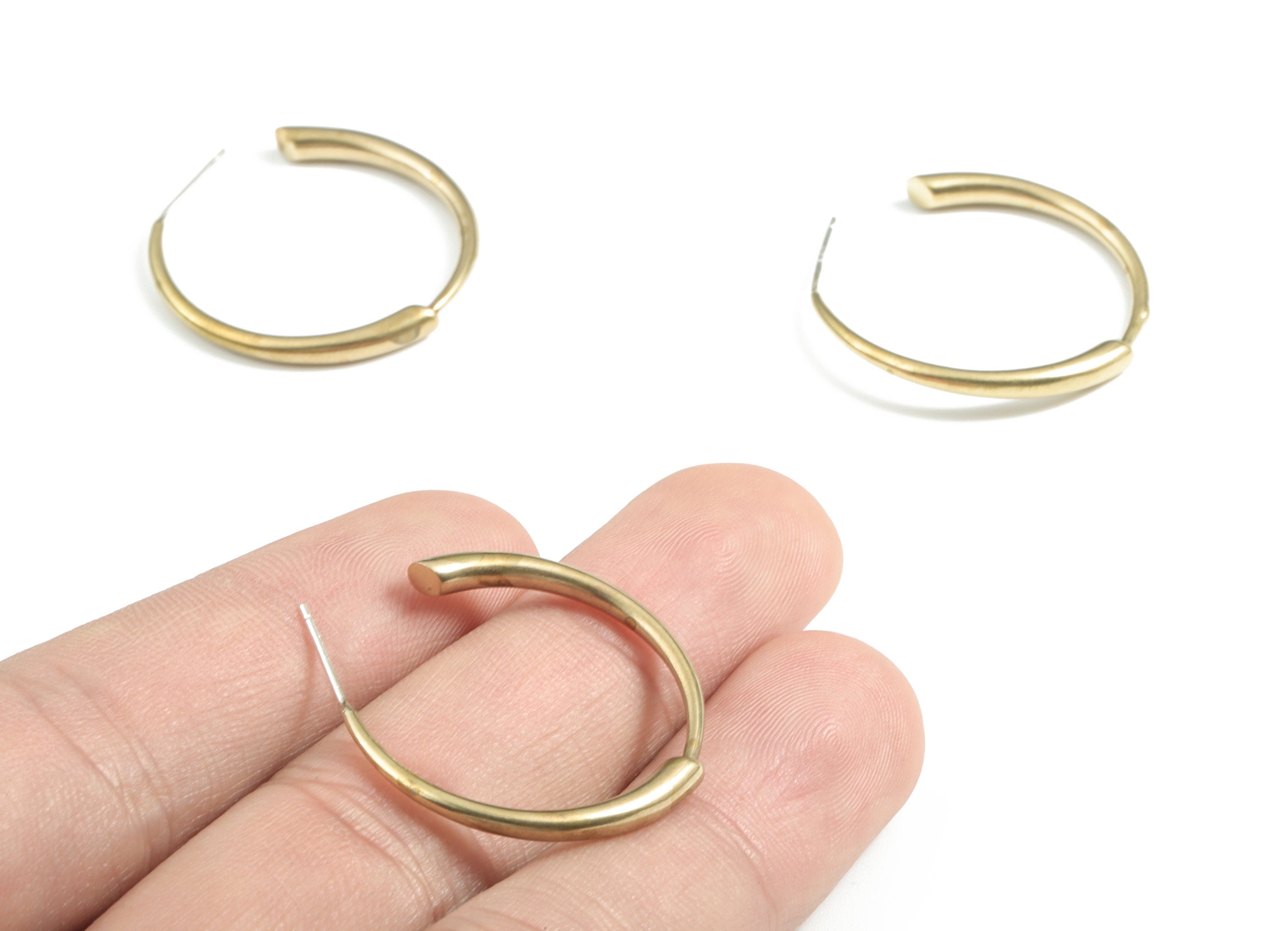 Brass C Earring Stud - Brass C Earring Post - S925 Silver Stud - Earring Post - Jewelry Supplies - 28.93x3.02x3.05mm - PP2997 - DOMEDBAZAAR