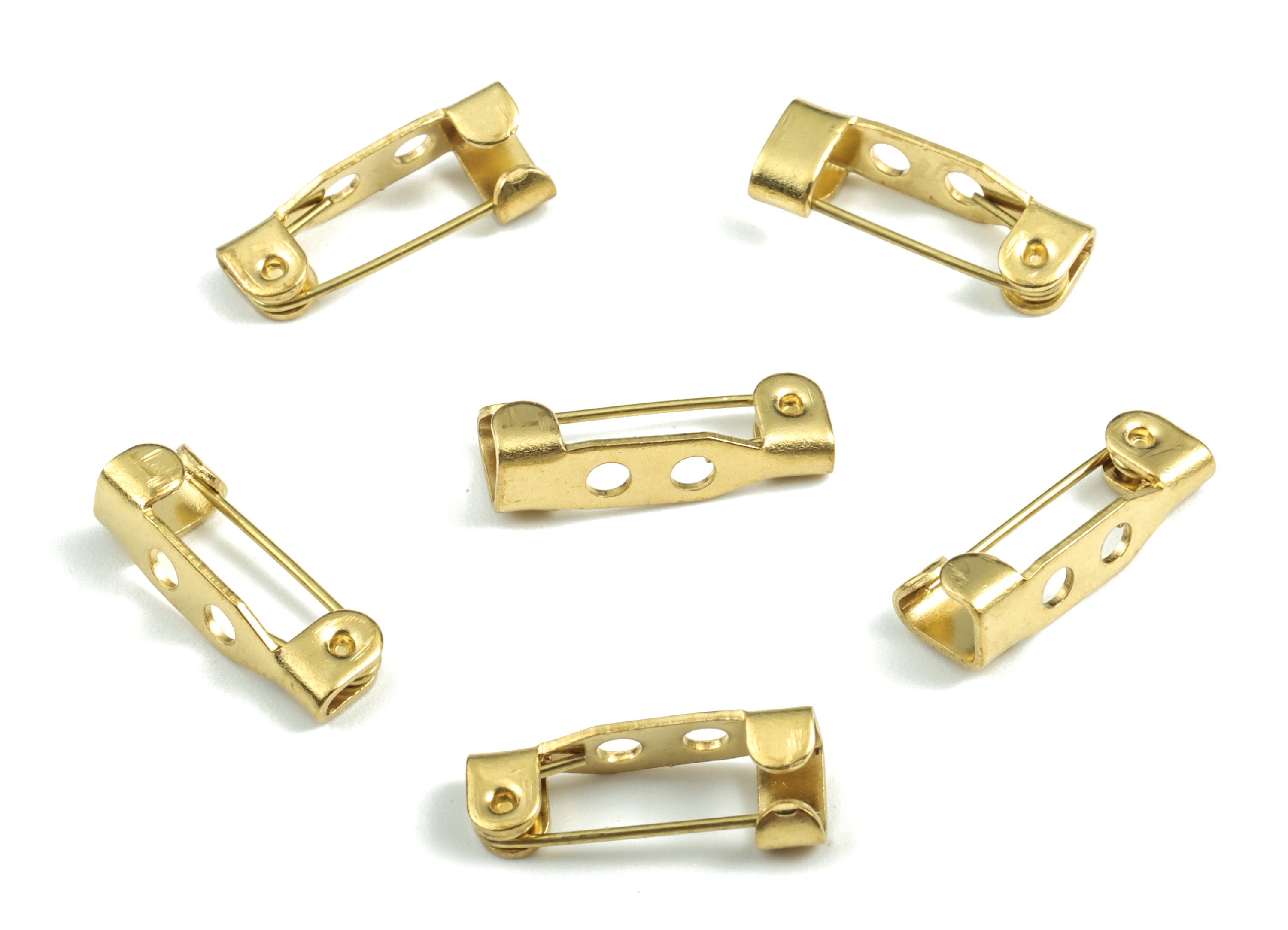 Brass Brooch Pins - Raw Brass Pins With 2 Holes - Jewelry Making - 16.27x5.9x2.55mm - PP2998 - DOMEDBAZAAR